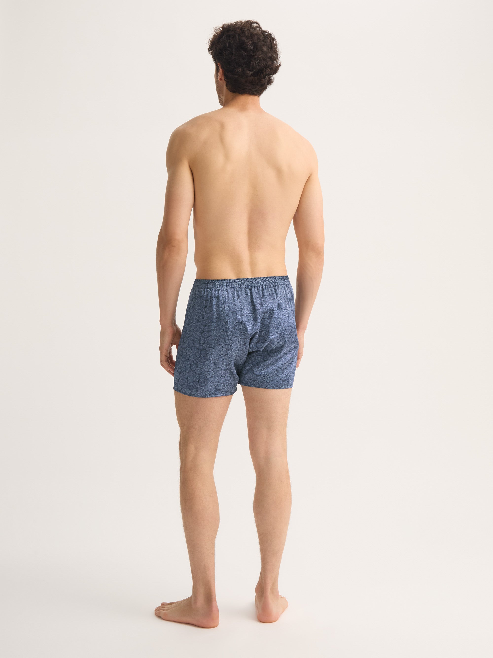 Men's Classic Fit Boxers Silk Navy Blue Rose Print