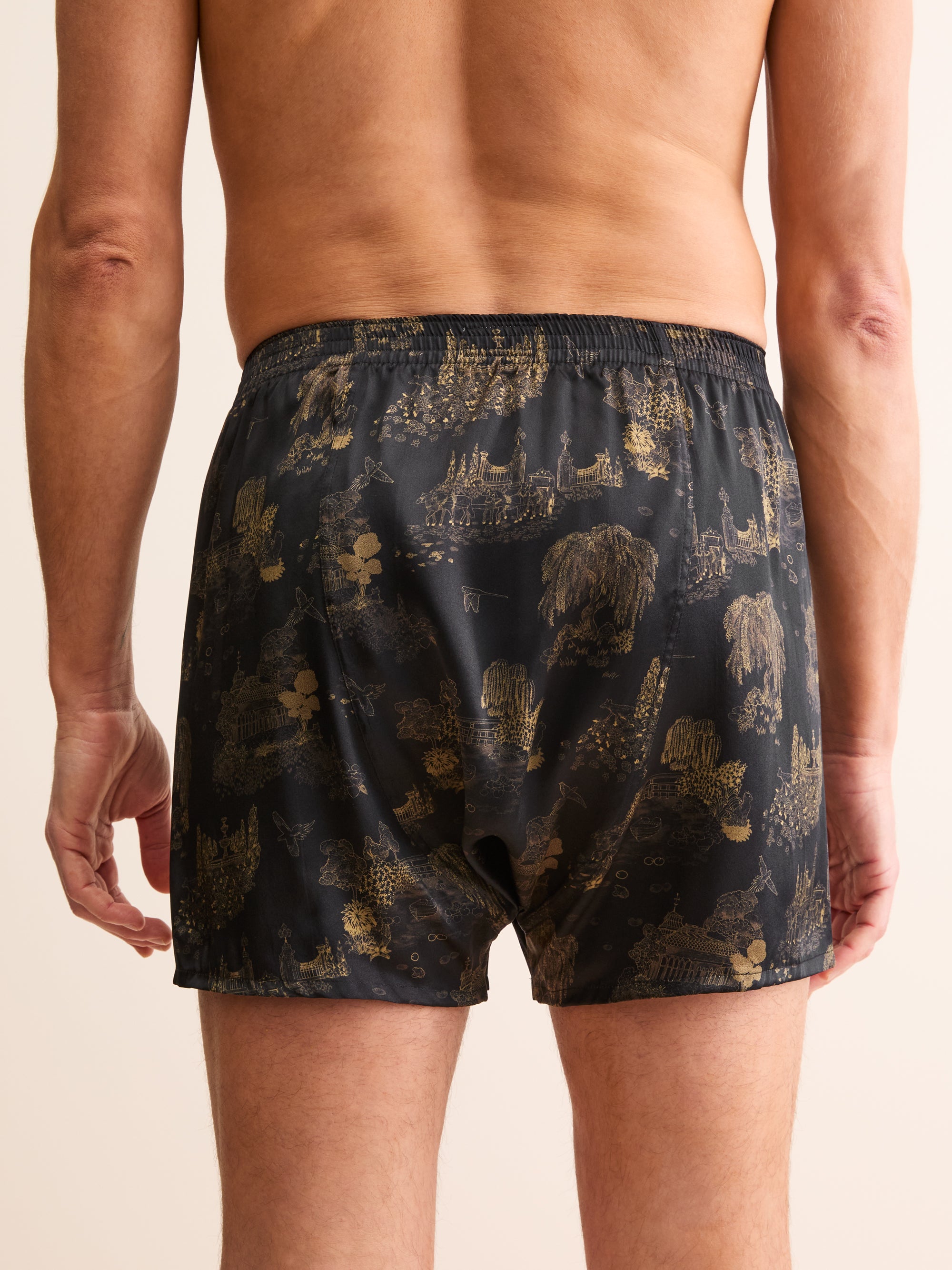 Men's Classic Fit Boxers Silk London Toile Black