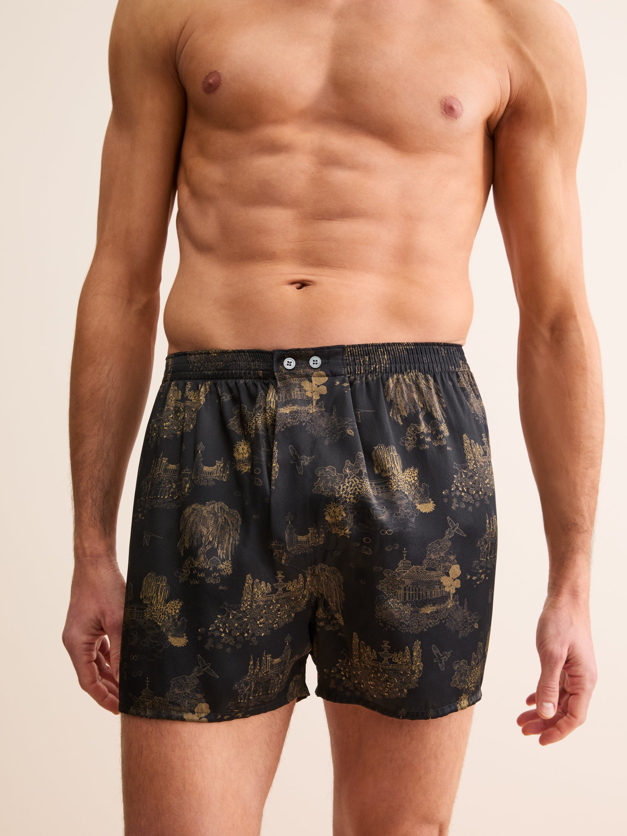Men's Classic Fit Boxers Silk London Toile Black