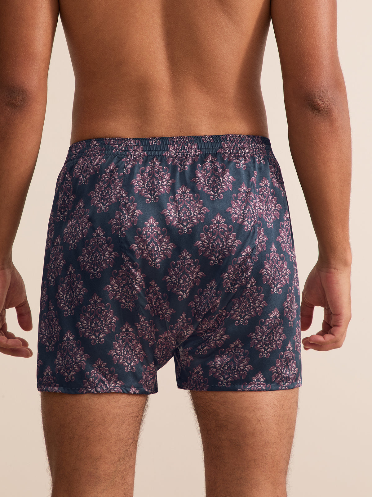 Brindisi Silk Classic Fit Boxers Midnight Navy & Wine Damask