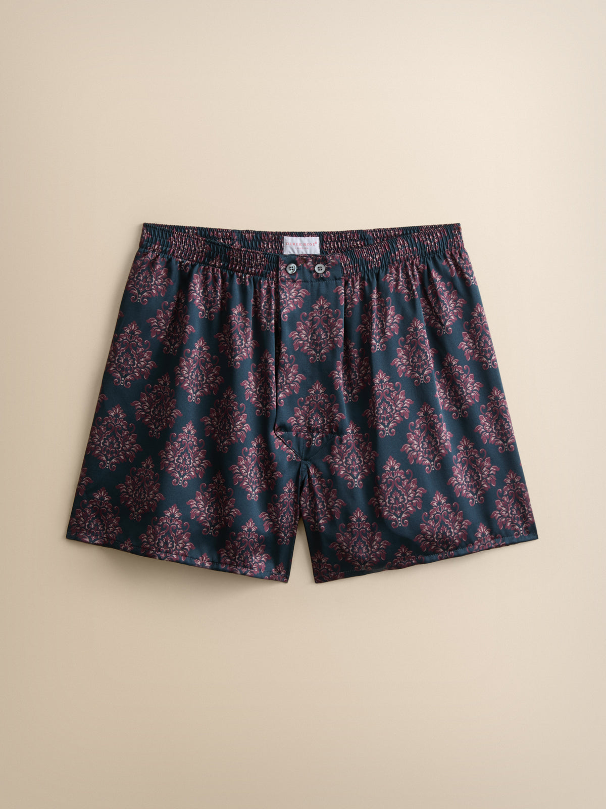Brindisi Silk Classic Fit Boxers Midnight Navy & Wine Damask