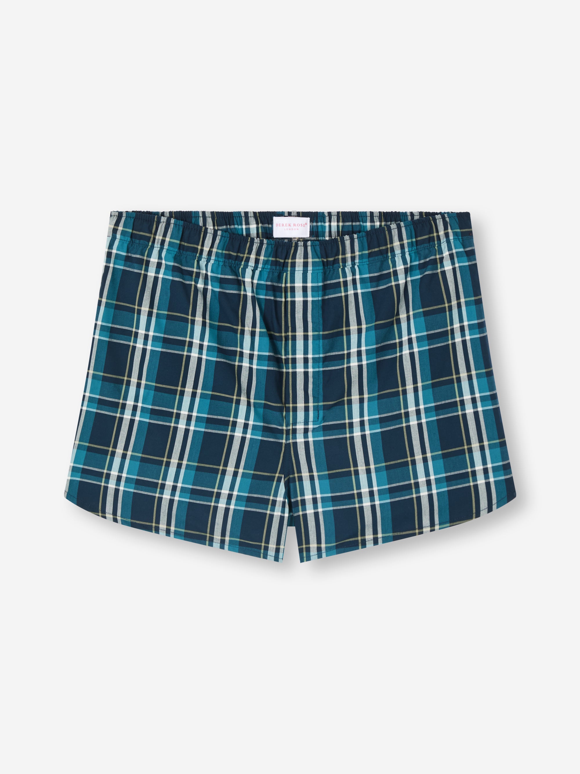Men's Modern Fit Boxers Barker Cotton Navy Blue & Teal Check