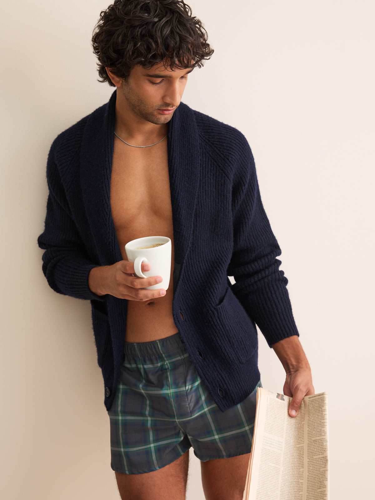 Barker Cotton Modern Fit Boxers Charcoal & Green Check