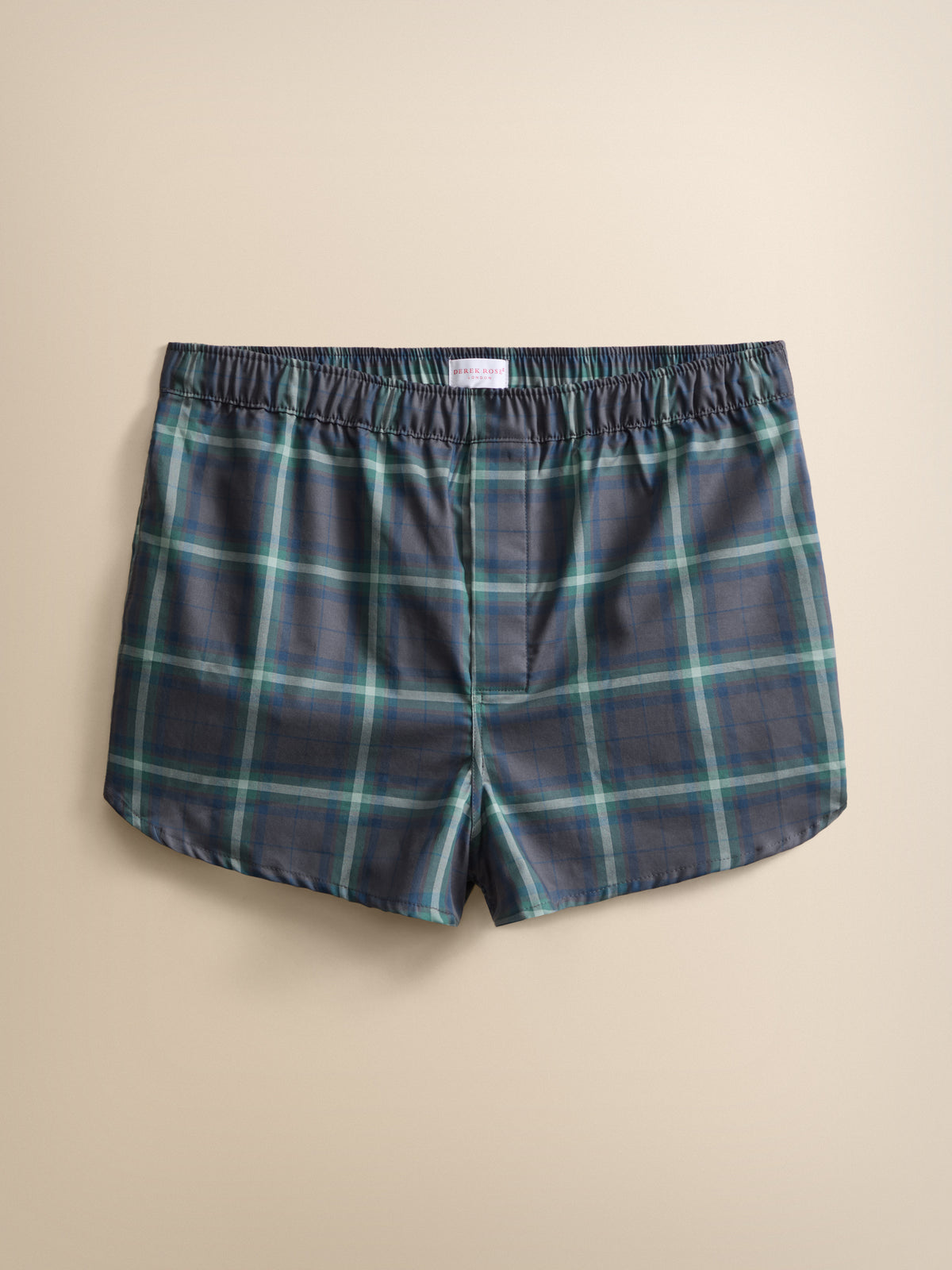 Barker Cotton Modern Fit Boxers Charcoal & Green Check