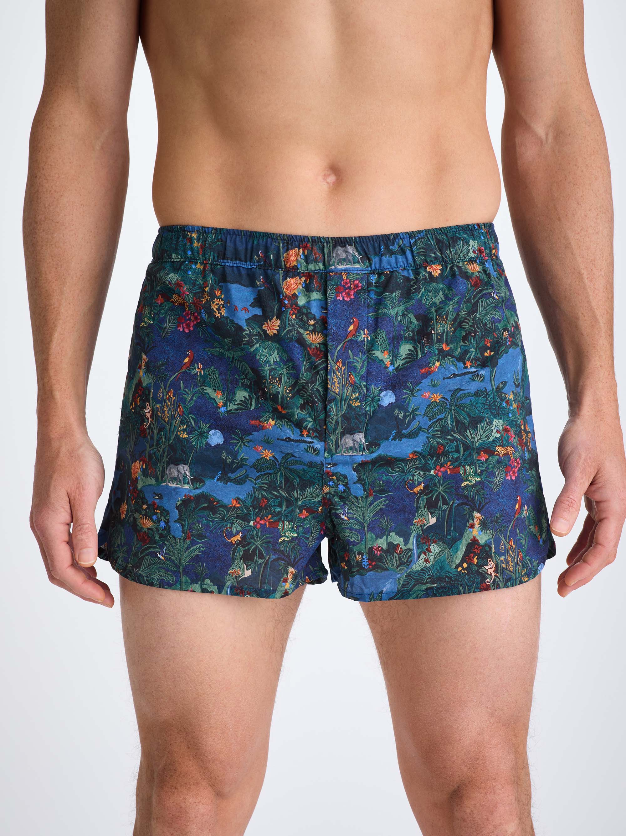 Men's Modern Fit Boxers Cotton Batiste Multi Midnight Jungle Print