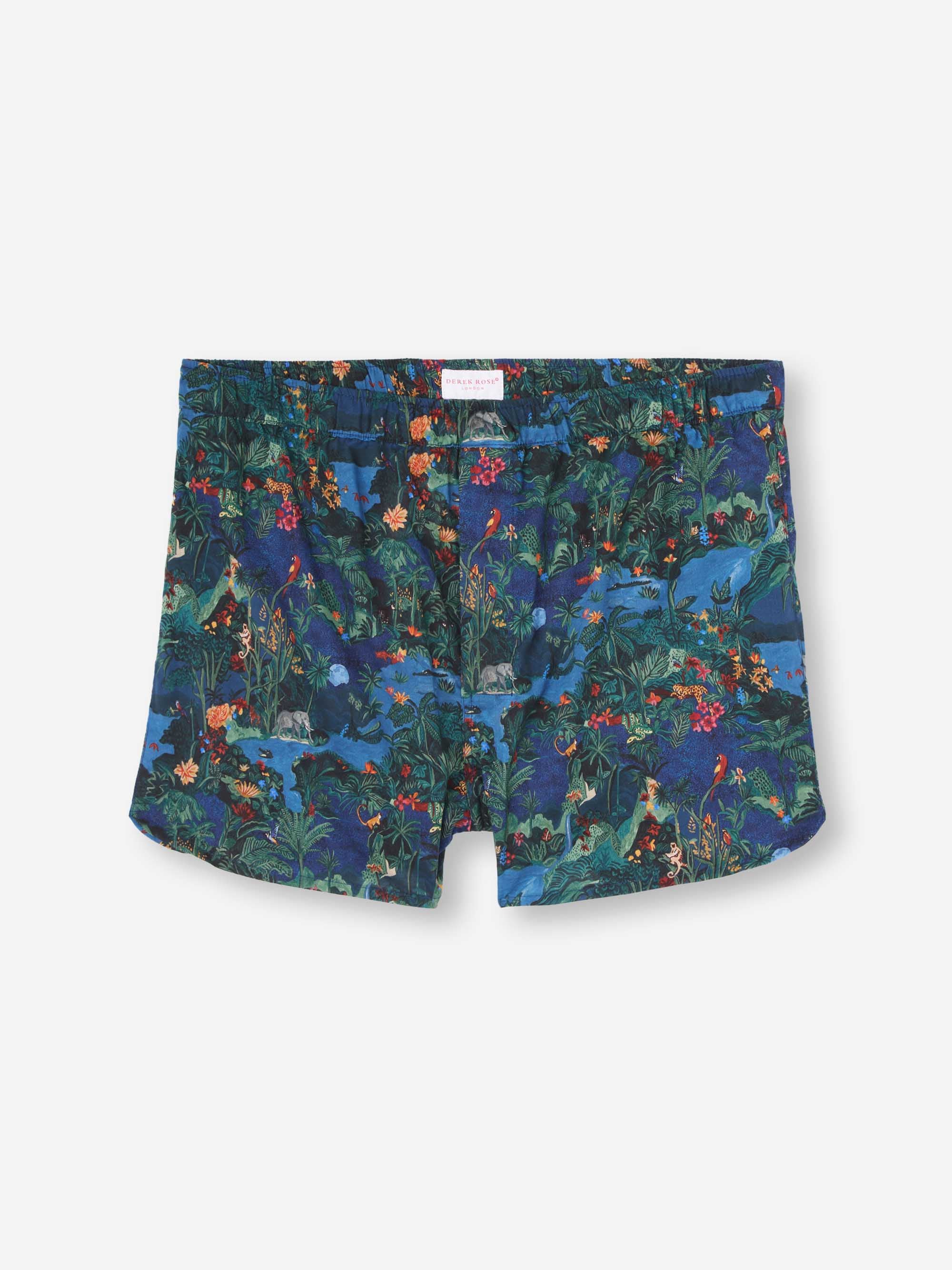 Men's Modern Fit Boxers Cotton Batiste Multi Midnight Jungle Print