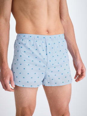Men's Modern Fit Boxers Cotton Batiste Blue Elephant Print