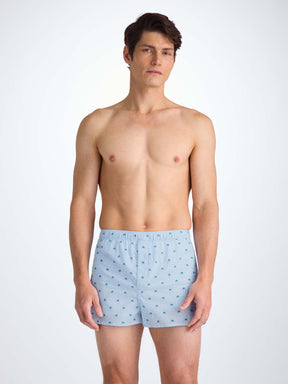 Men's Modern Fit Boxers Cotton Batiste Blue Elephant Print