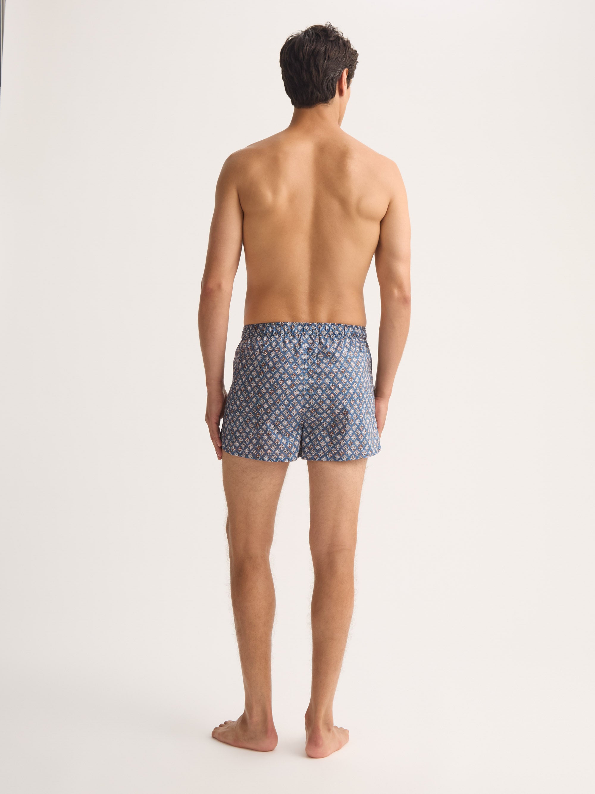 Men's Modern Fit Boxers Cotton Batiste Blue Multicolour Diamond Print