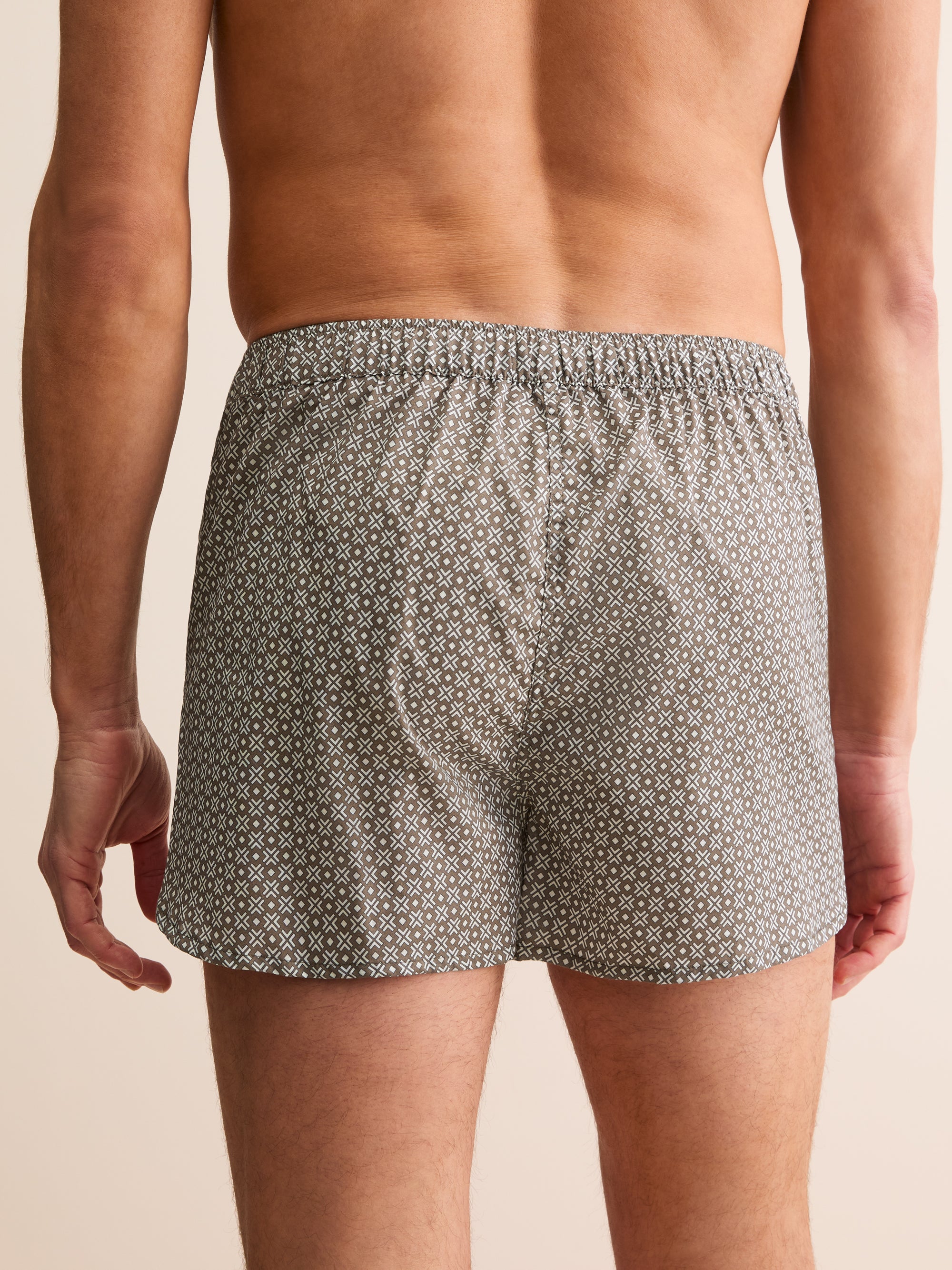 Men's Modern Fit Boxers London Transport Cotton Batiste Taupe Cross