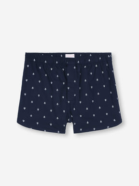 Men's Modern Fit Boxers Cotton Batiste Navy Paisley Motif