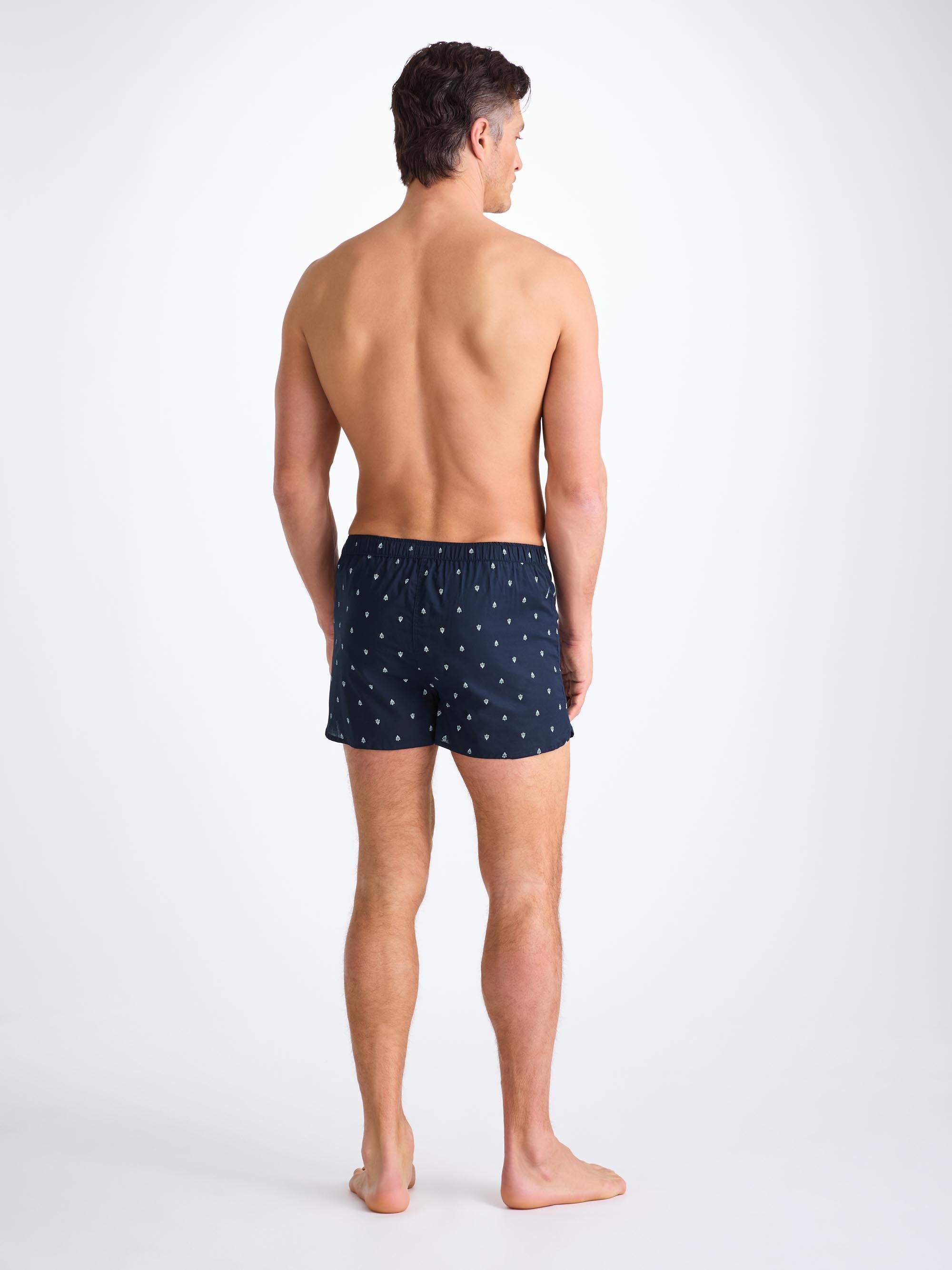Men's Modern Fit Boxers Cotton Batiste Navy Paisley Motif