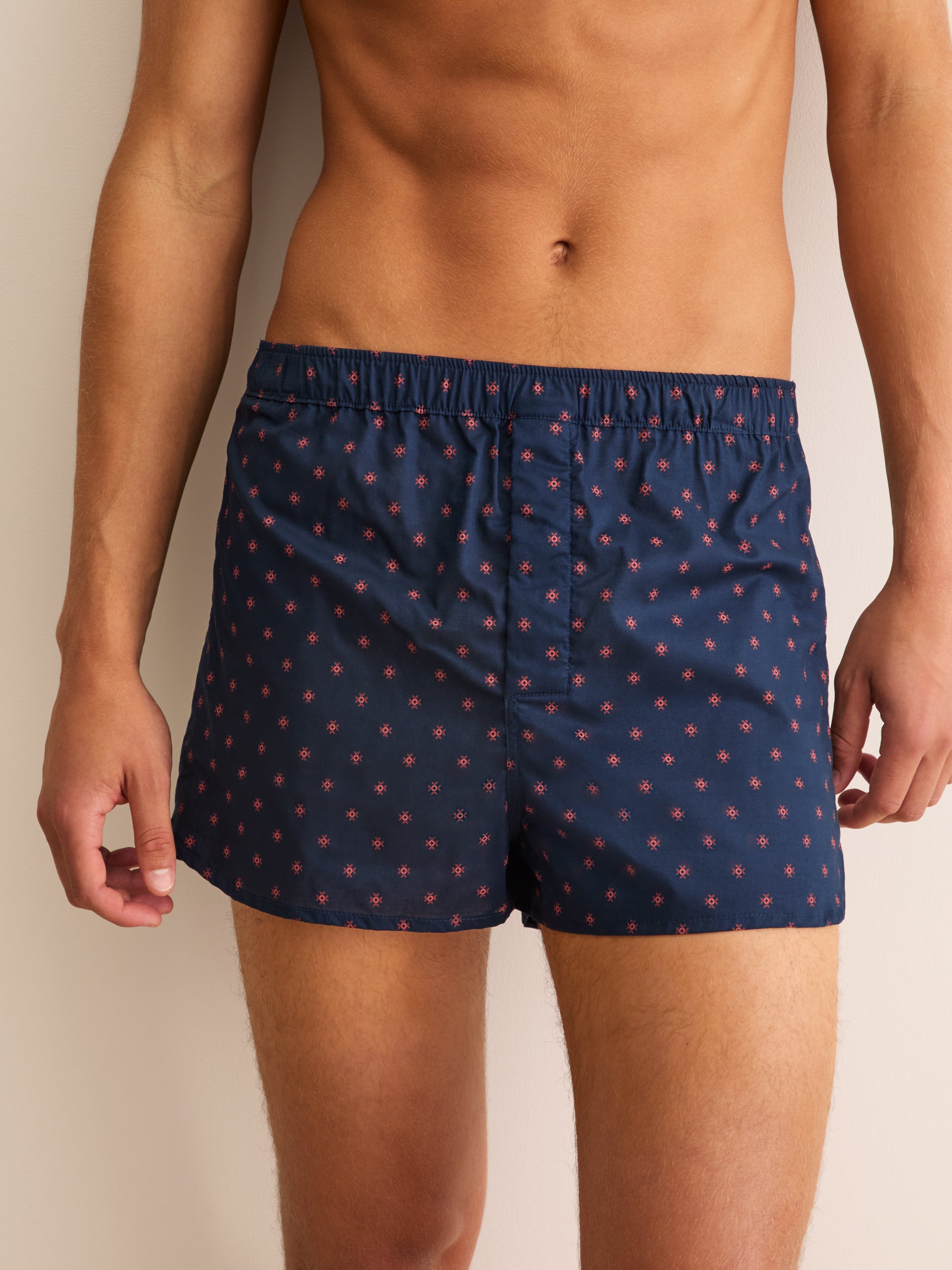 Men's Modern Fit Boxers Rose Star Motif Navy