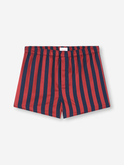 Men's Modern Fit Boxers Royal Cotton Navy Blue & Red Stripe