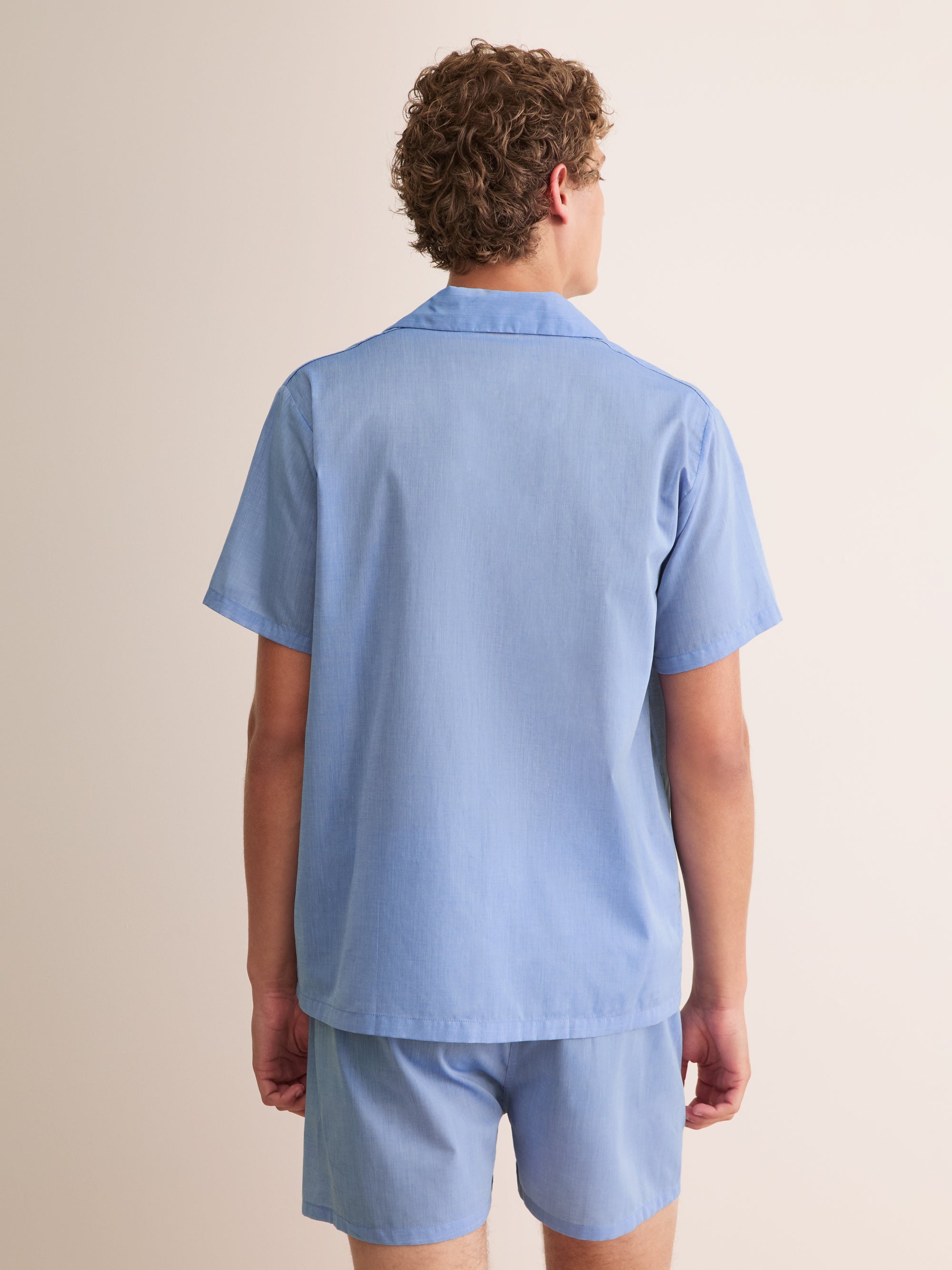 Men's Short Pyjamas Amalfi Cotton Batiste Blue