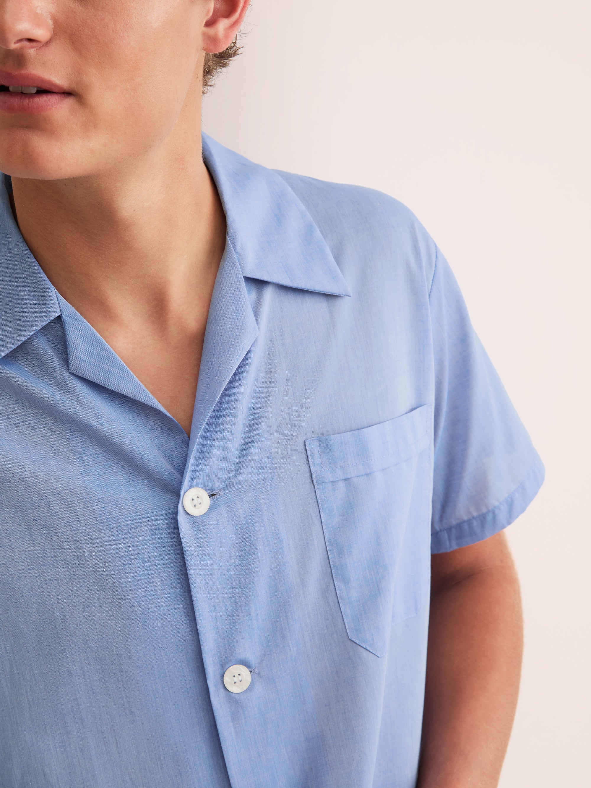 Men's Short Pyjamas Amalfi Cotton Batiste Blue