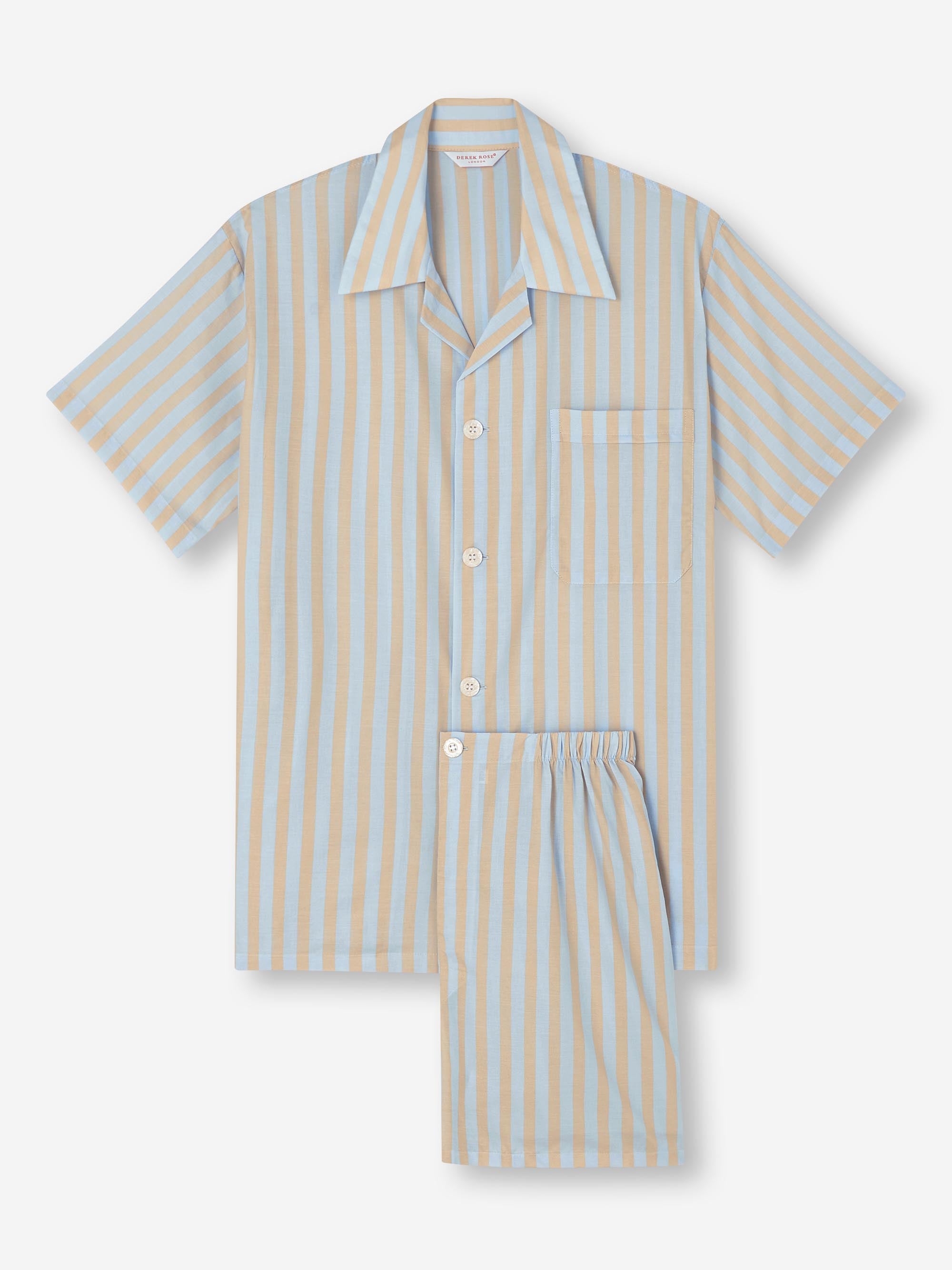 Men's Short Pyjamas Amalfi 20 Cotton Batiste Blue