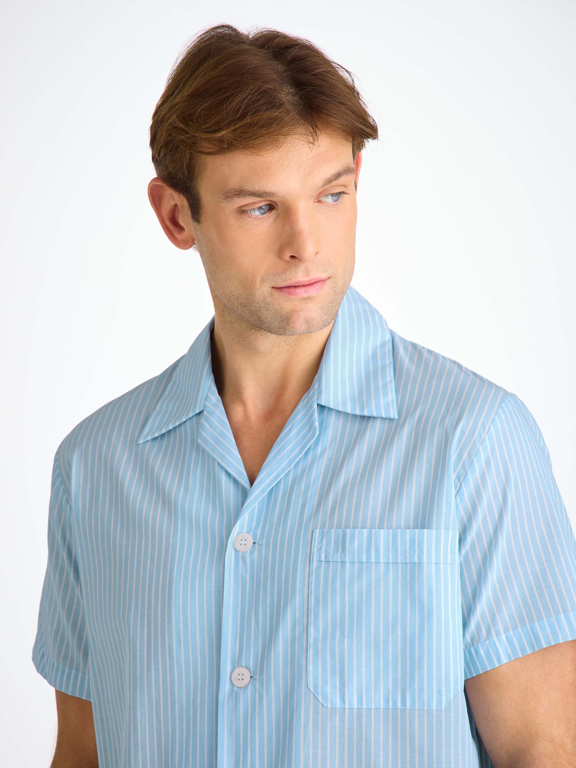 Men's Short Pajamas Amalfi 21 Cotton Batiste Blue