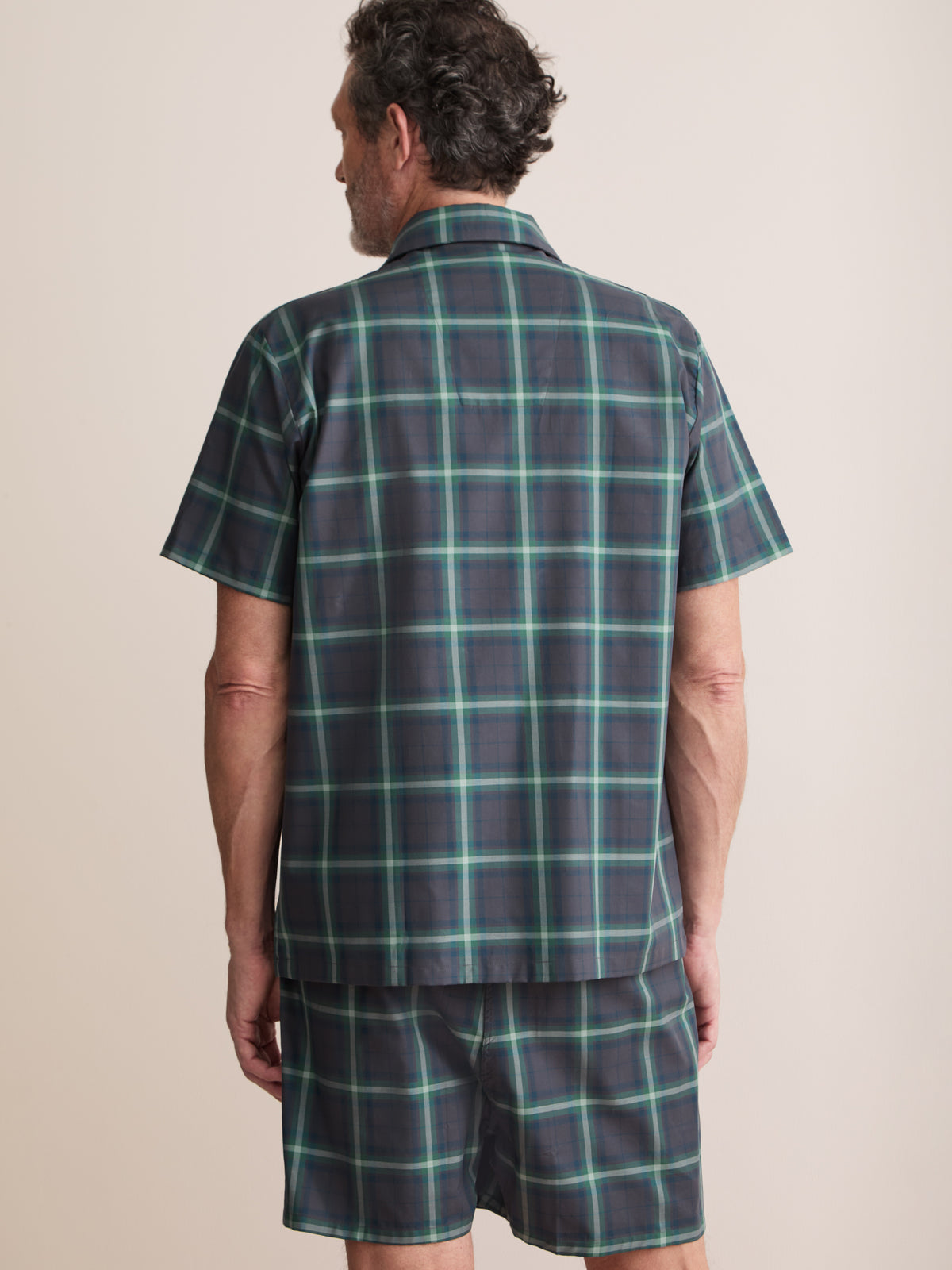 Barker Cotton Short Pyjamas Charcoal & Green Check