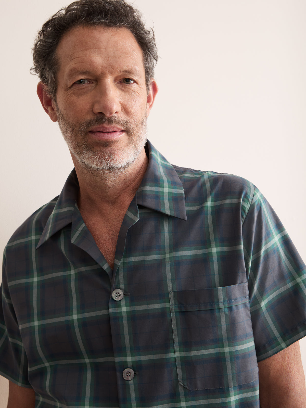 Barker Cotton Short Pyjamas Charcoal & Green Check