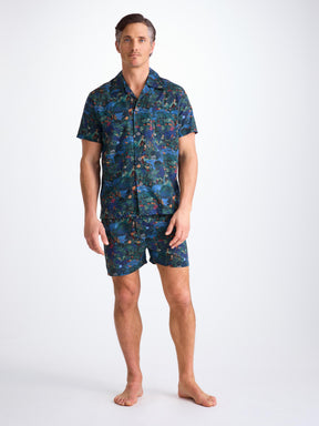 Men's Short Pyjamas Cotton Batiste Multi Midnight Jungle Print