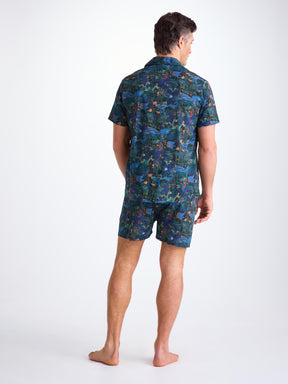 Men's Short Pyjamas Cotton Batiste Multi Midnight Jungle Print