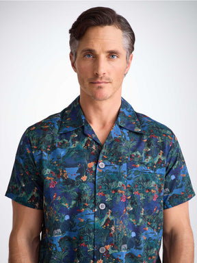 Men's Short Pyjamas Cotton Batiste Multi Midnight Jungle Print