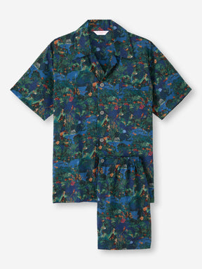 Men's Short Pyjamas Cotton Batiste Multi Midnight Jungle Print