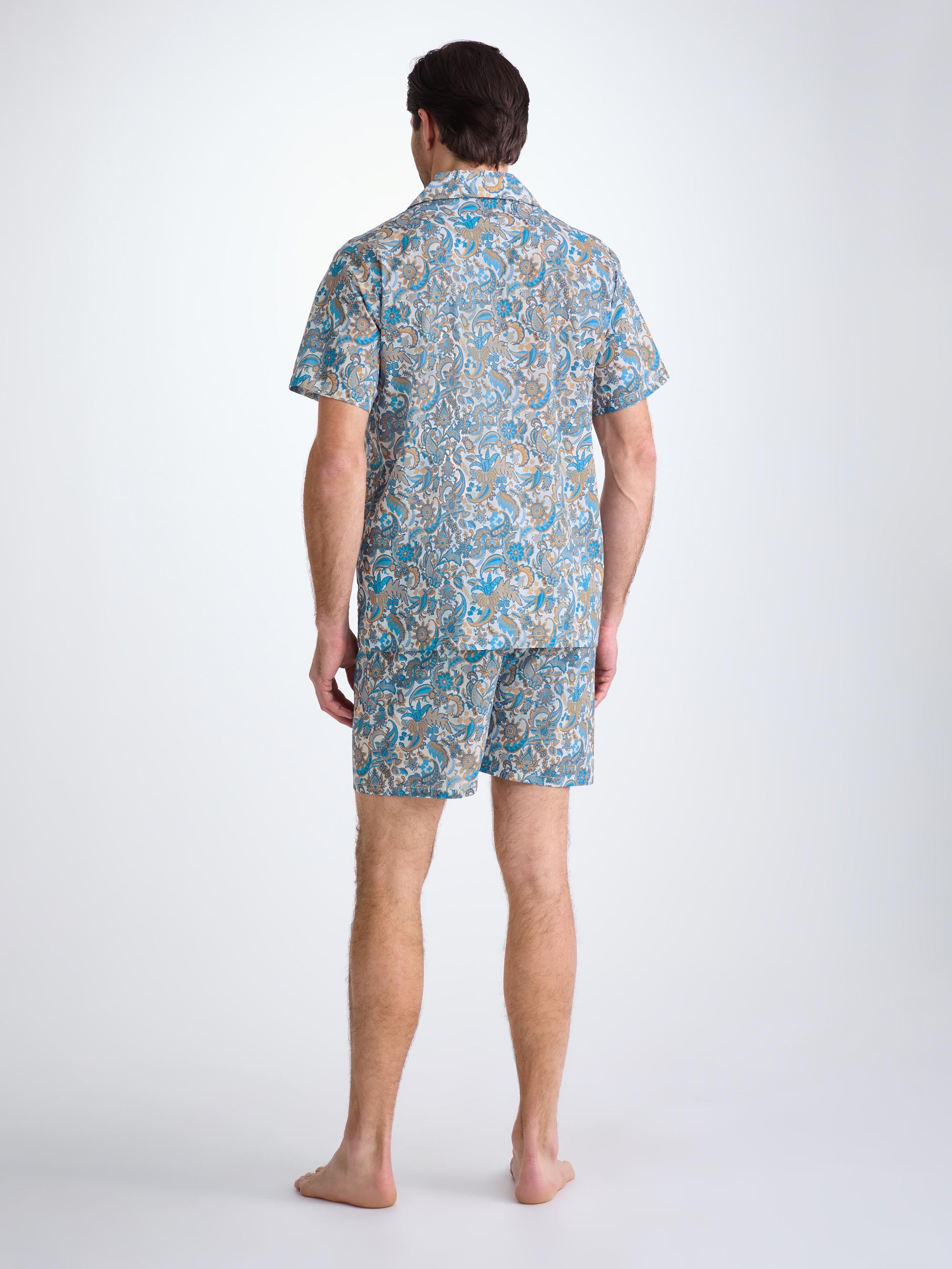 Men's Short Pyjamas Cotton Batiste White Jungle Paisley Print