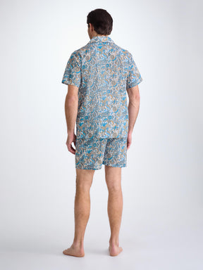 Men's Short Pyjamas Cotton Batiste White Jungle Paisley Print