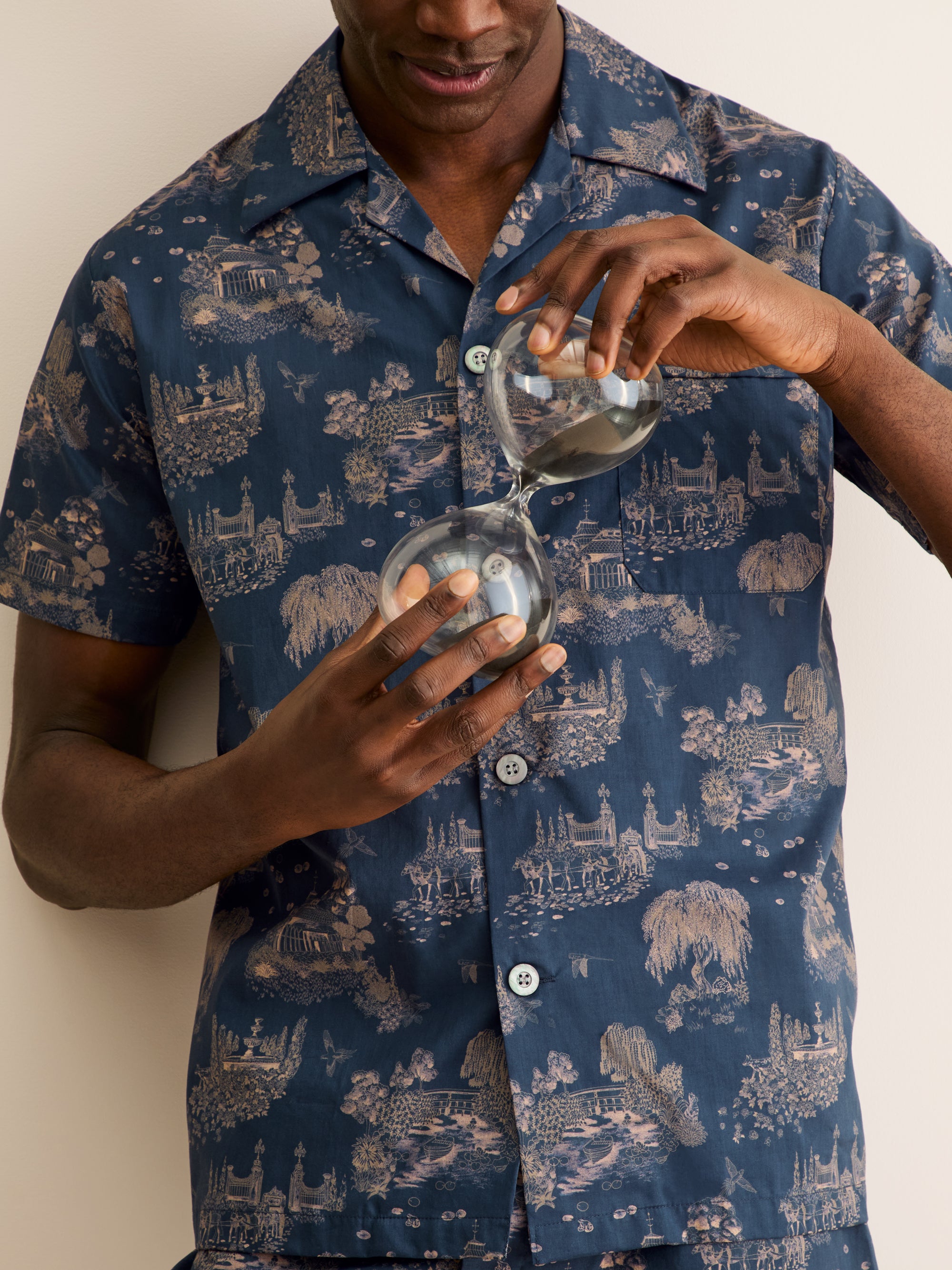 Men's Short Pajamas London Toile Navy