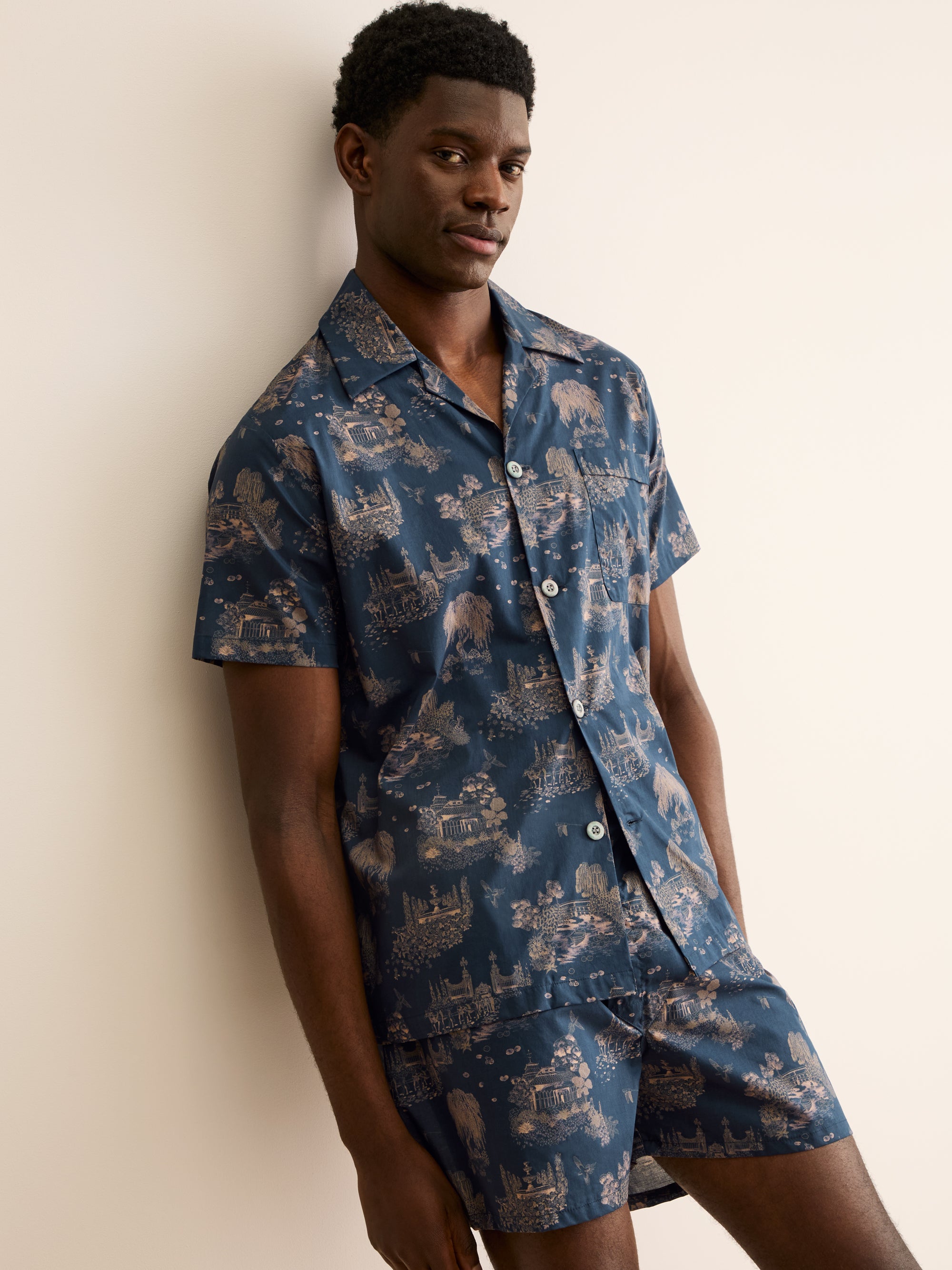 Men's Short Pajamas London Toile Navy