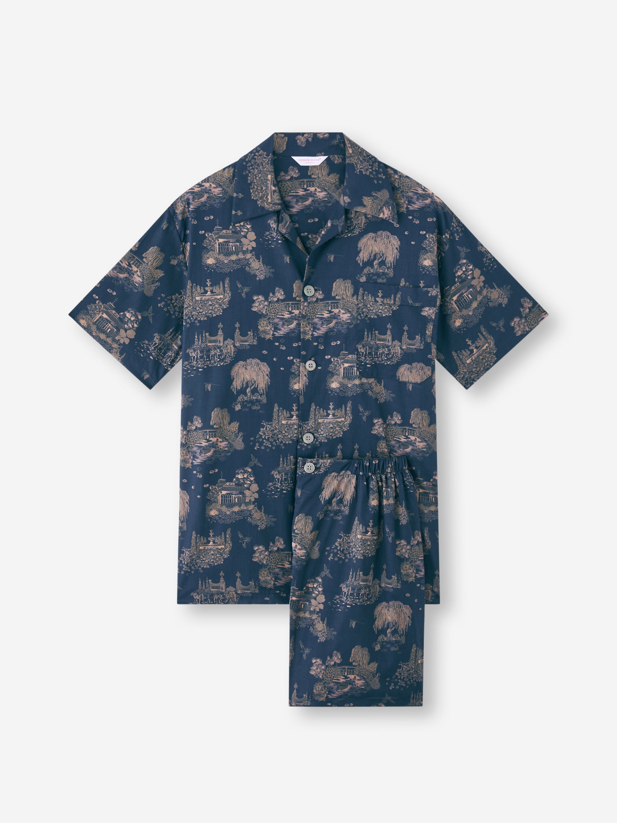Men's Short Pajamas London Toile Navy