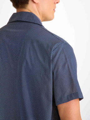 Men's Short Pyjamas Cotton Batiste Navy Pin Dot Print