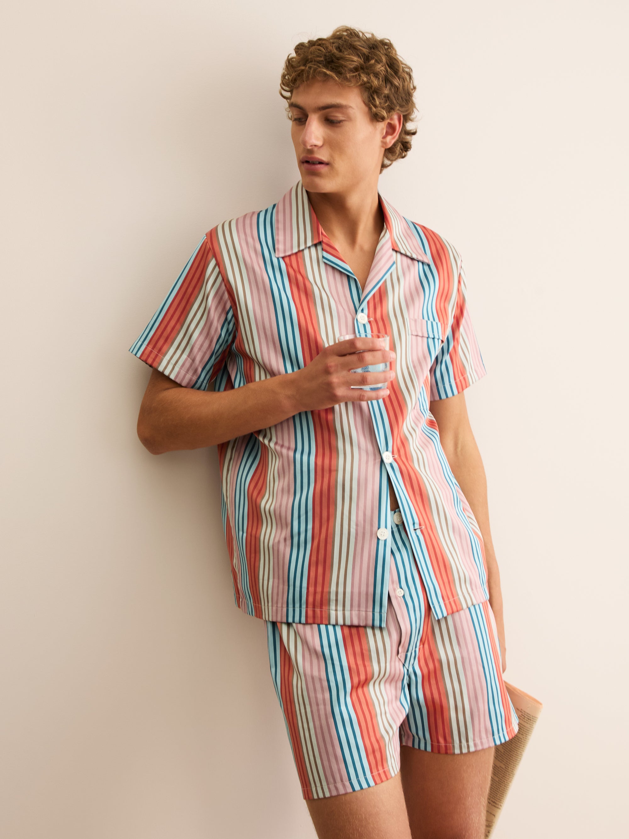 Men's Short Pyjamas Wellington Cotton Satin Multi Stripe