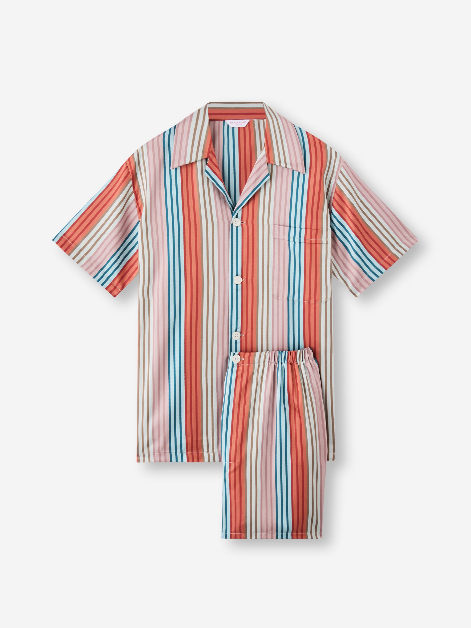 Men's Short Pyjamas Wellington Cotton Satin Multi Stripe