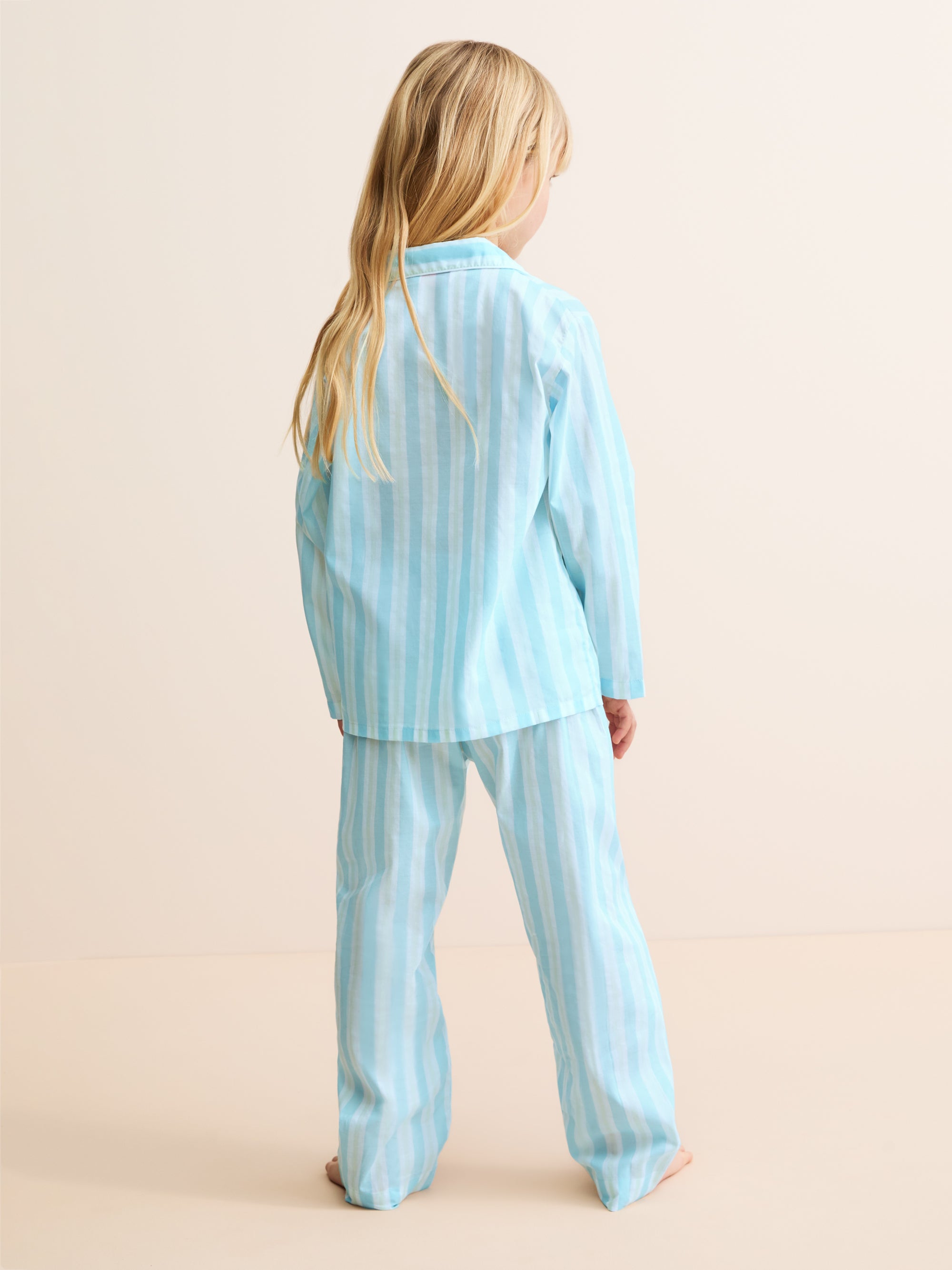 Kids' Pyjamas Amalfi Cotton Batiste Aqua Blue Stripe