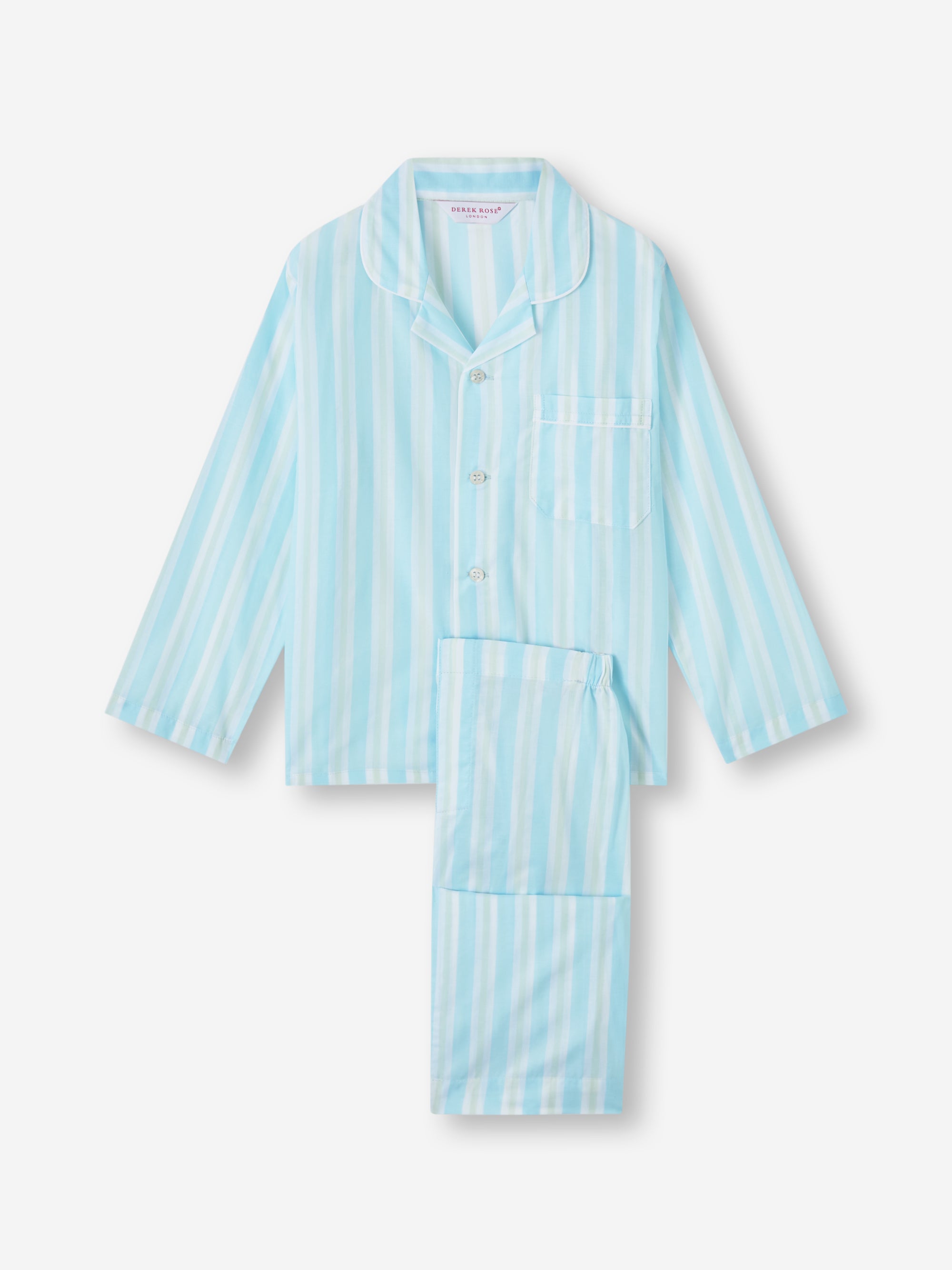 Kids' Pyjamas Amalfi Cotton Batiste Aqua Blue Stripe