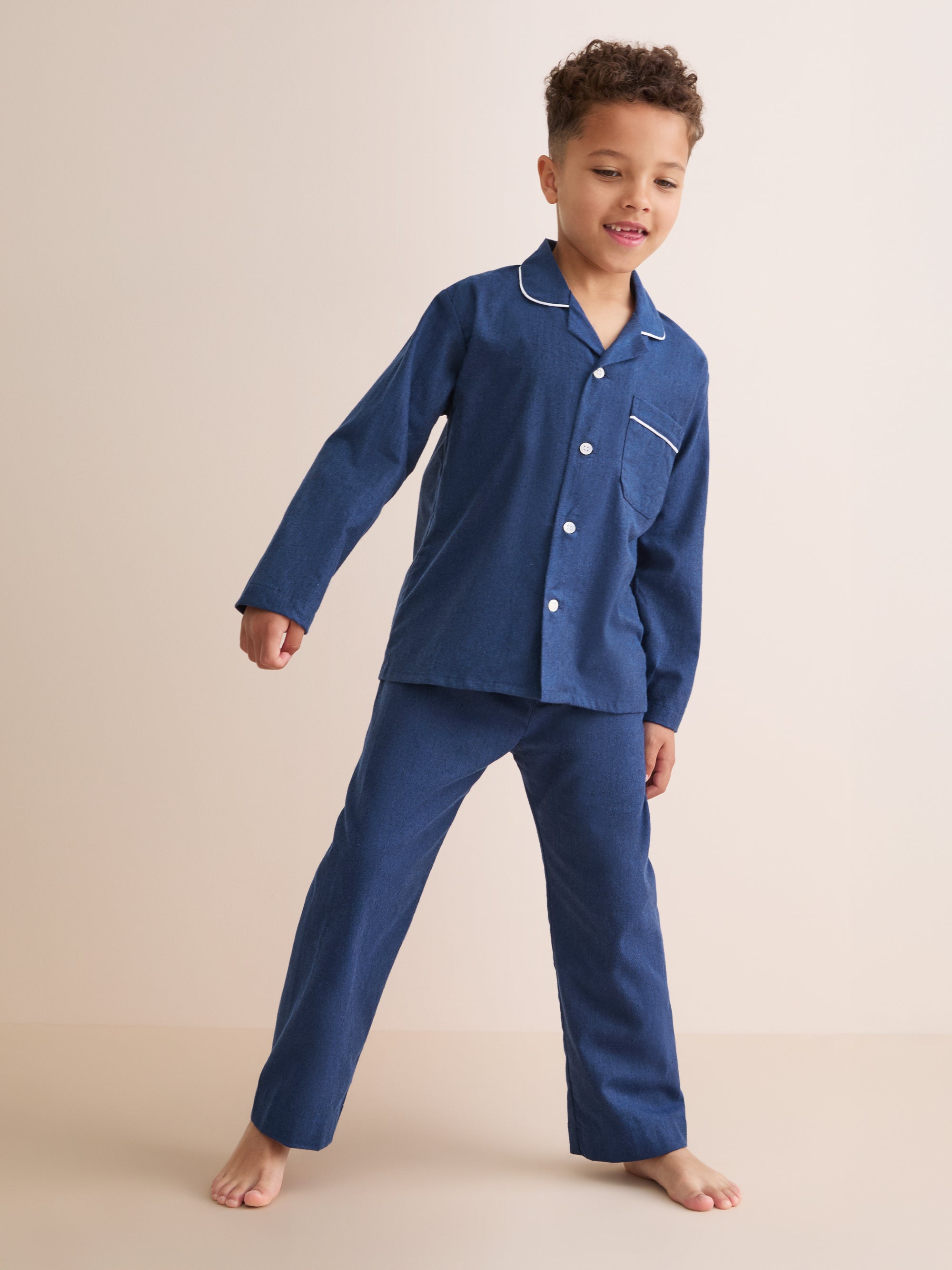 Kids' Pyjamas Balmoral 3 Brushed Cotton Navy