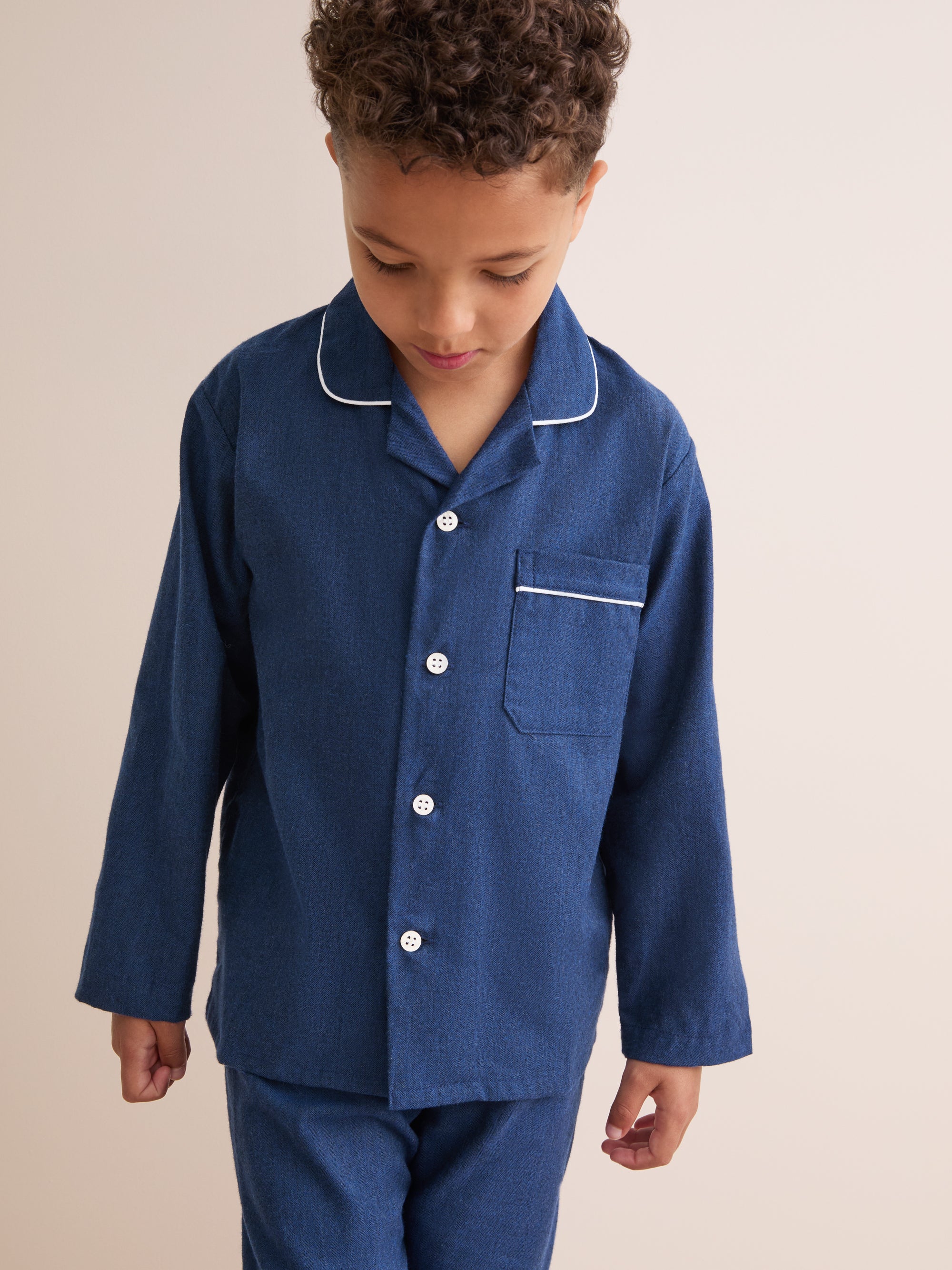 Kids' Pyjamas Balmoral 3 Brushed Cotton Navy