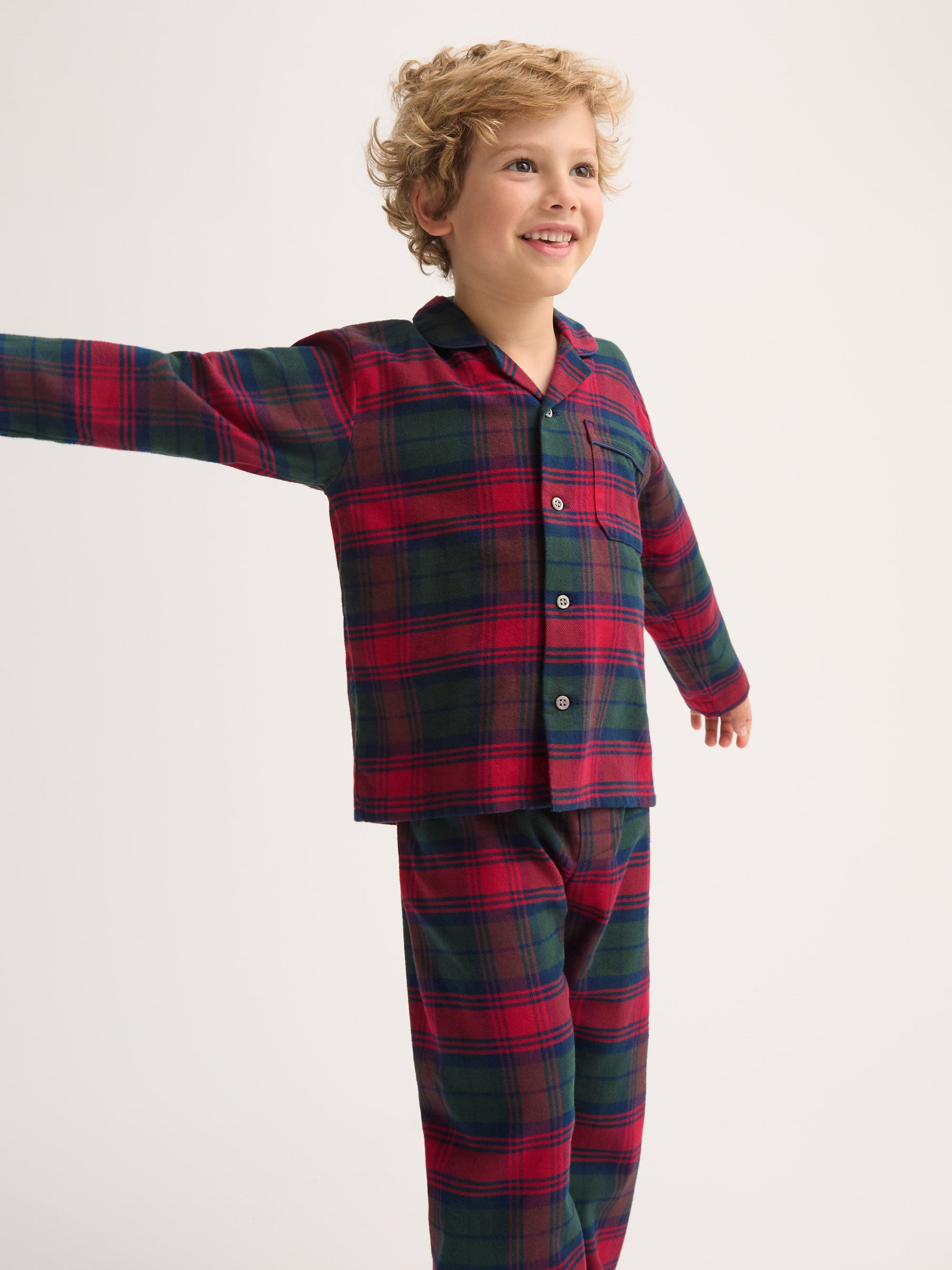 Kids' Pyjamas Kelburn Brushed Cotton Burgundy Red & Green Check
