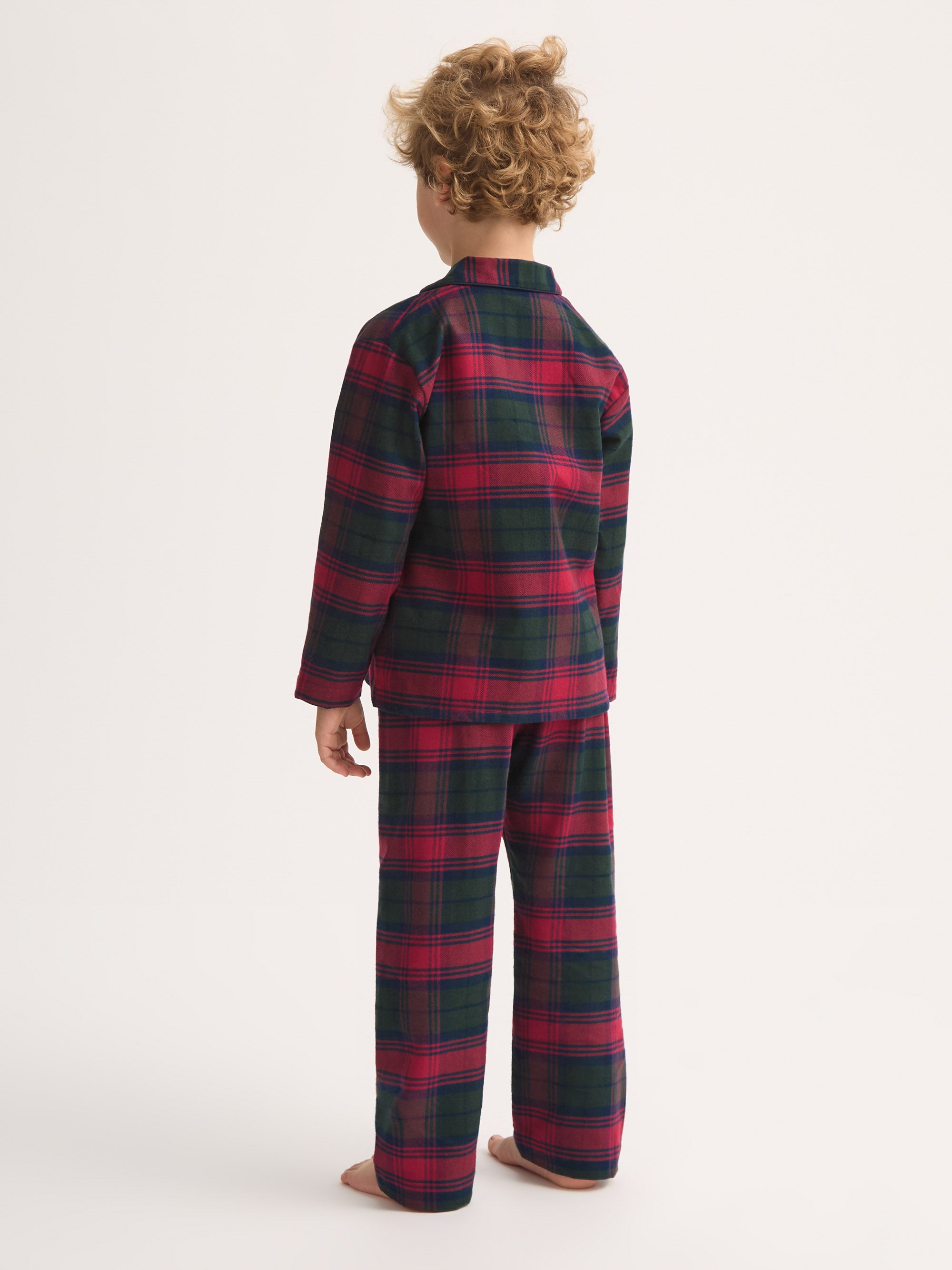Kids' Pyjamas Kelburn Brushed Cotton Burgundy Red & Green Check
