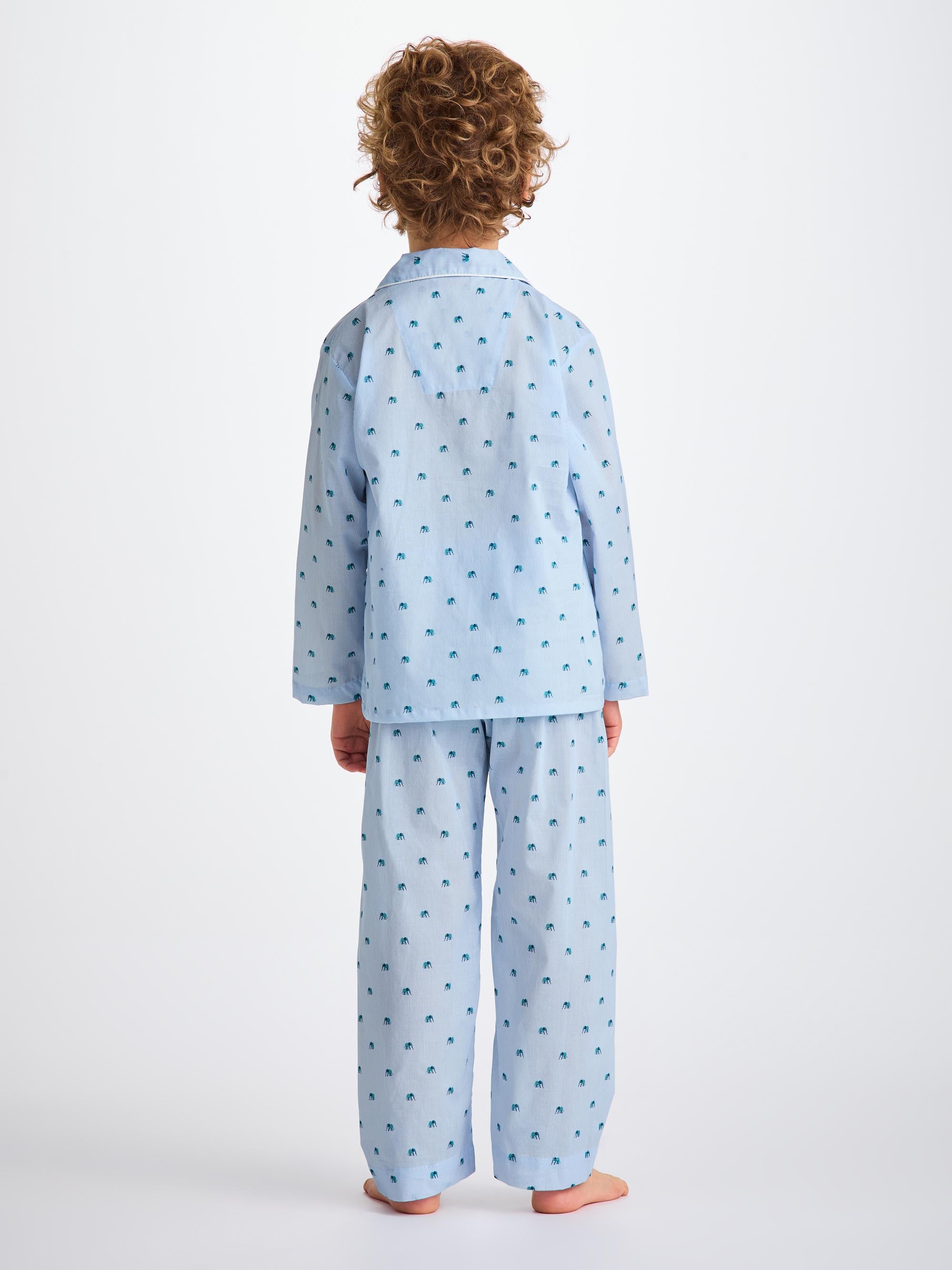 Kids' Pyjamas Cotton Batiste Blue Elephant Print
