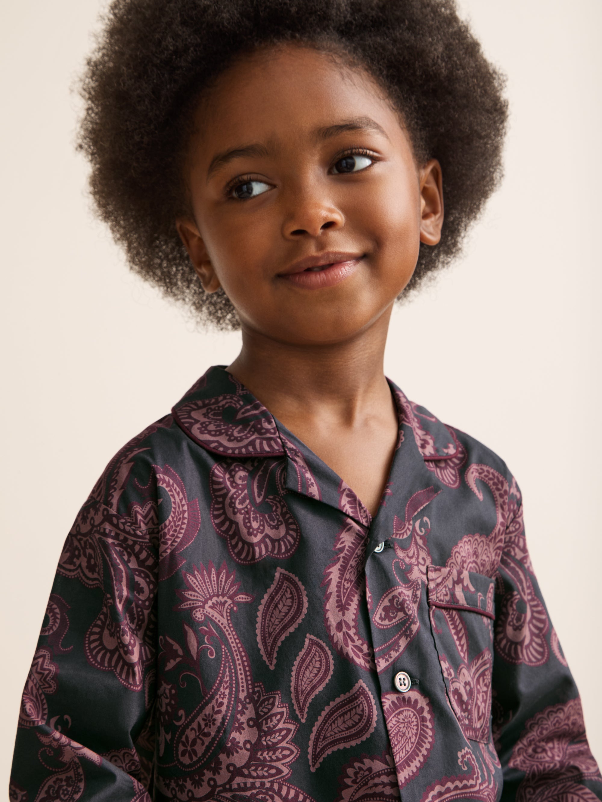 Ledbury Cotton Batiste Pyjamas Night Grey & Wine Paisley