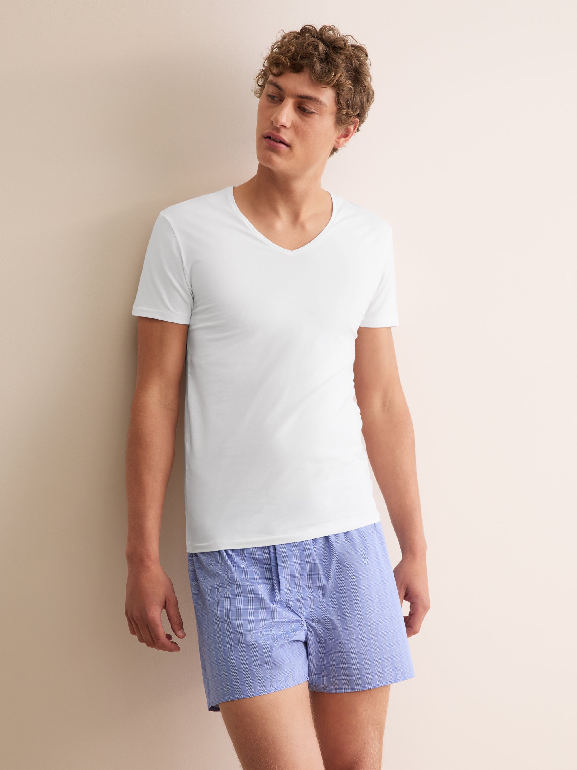 Men's Underwear V-Neck T-Shirt Jack Pima Cotton Stretch White