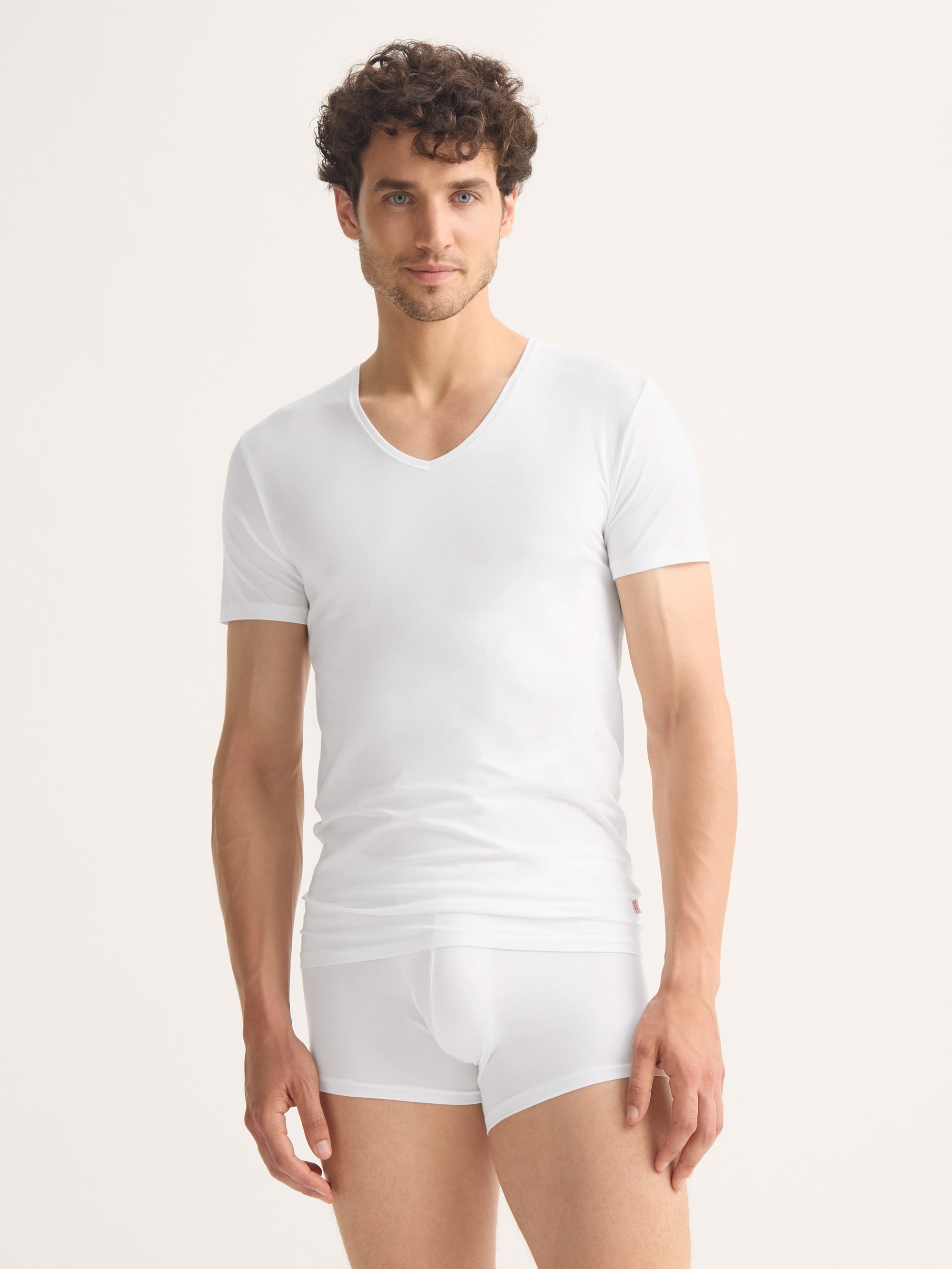 Men's Underwear V-Neck T-Shirt Jack Pima Cotton Stretch White
