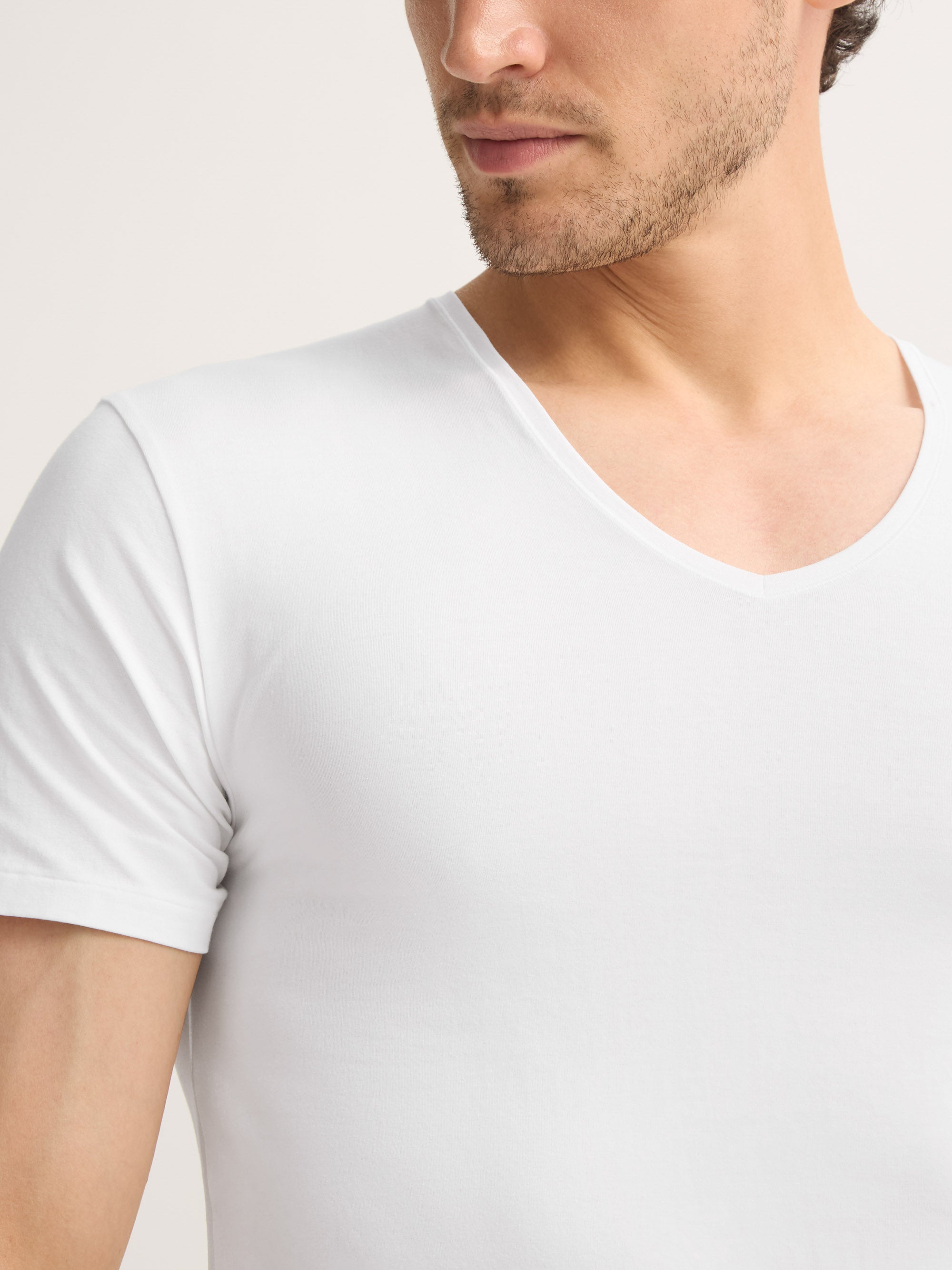 Men's Underwear V-Neck T-Shirt Jack Pima Cotton Stretch White