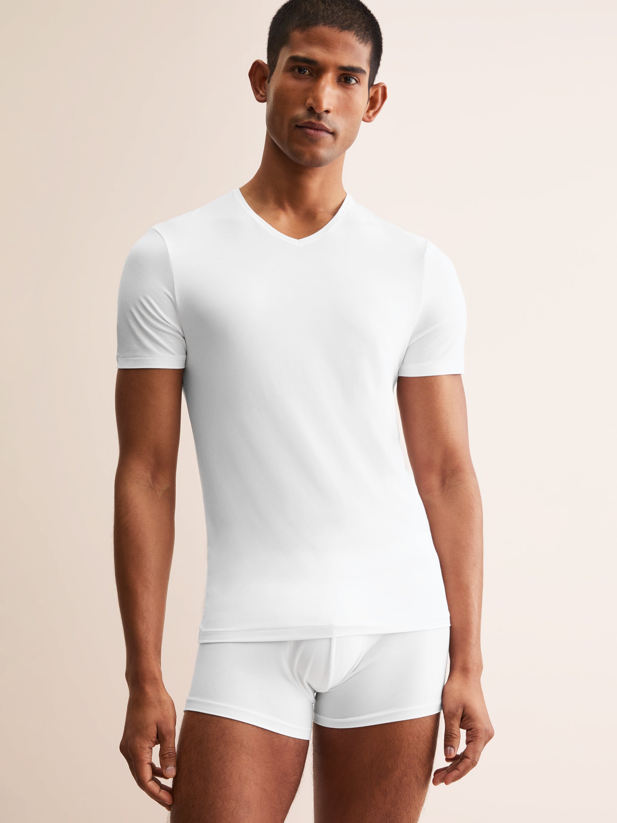 Men's Alex Micro Modal V-Neck Undershirt White | Derek Rose
