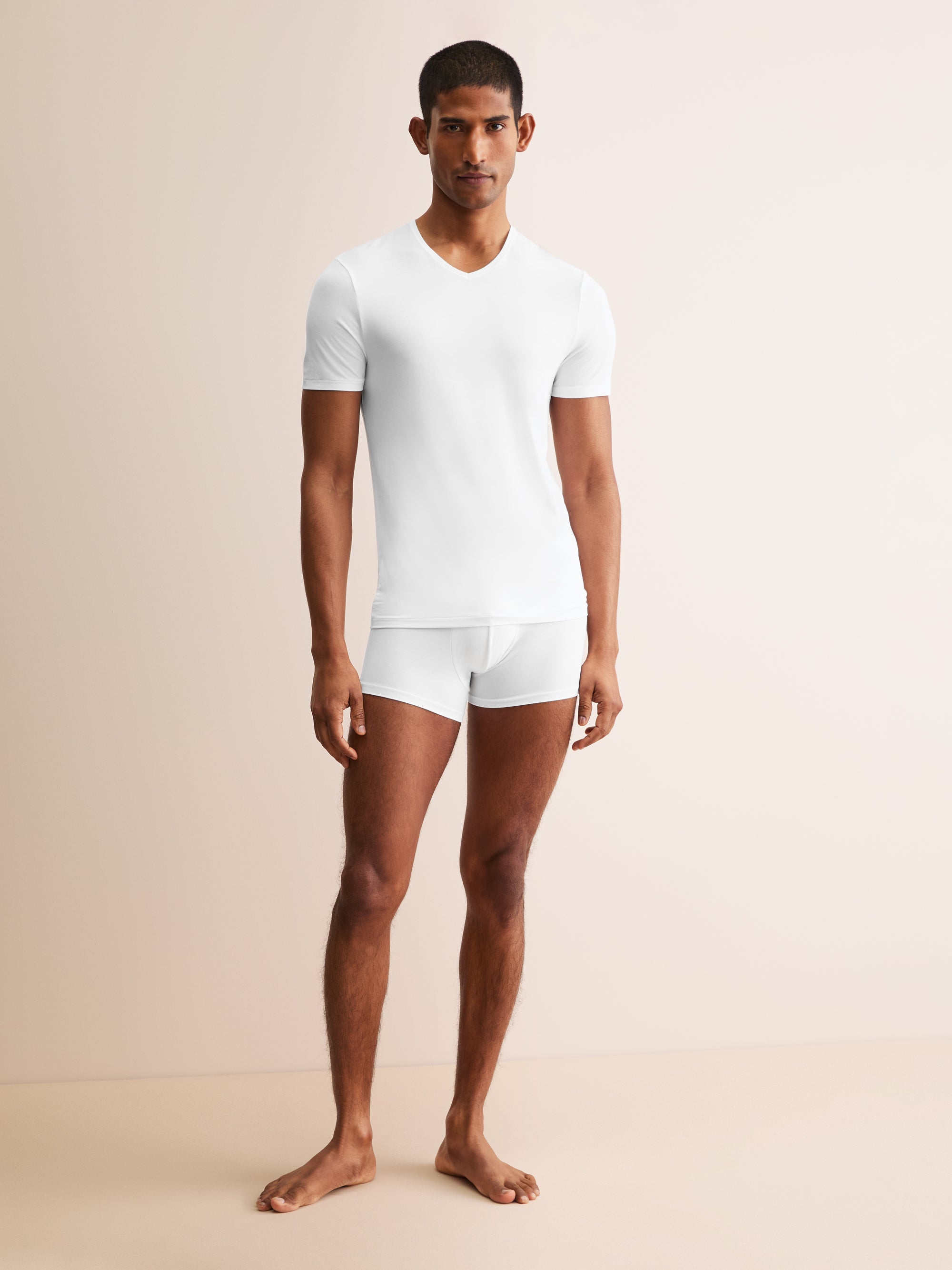 Men's Underwear T-Shirt V-Neck Alex Micro Modal White | Derek Rose