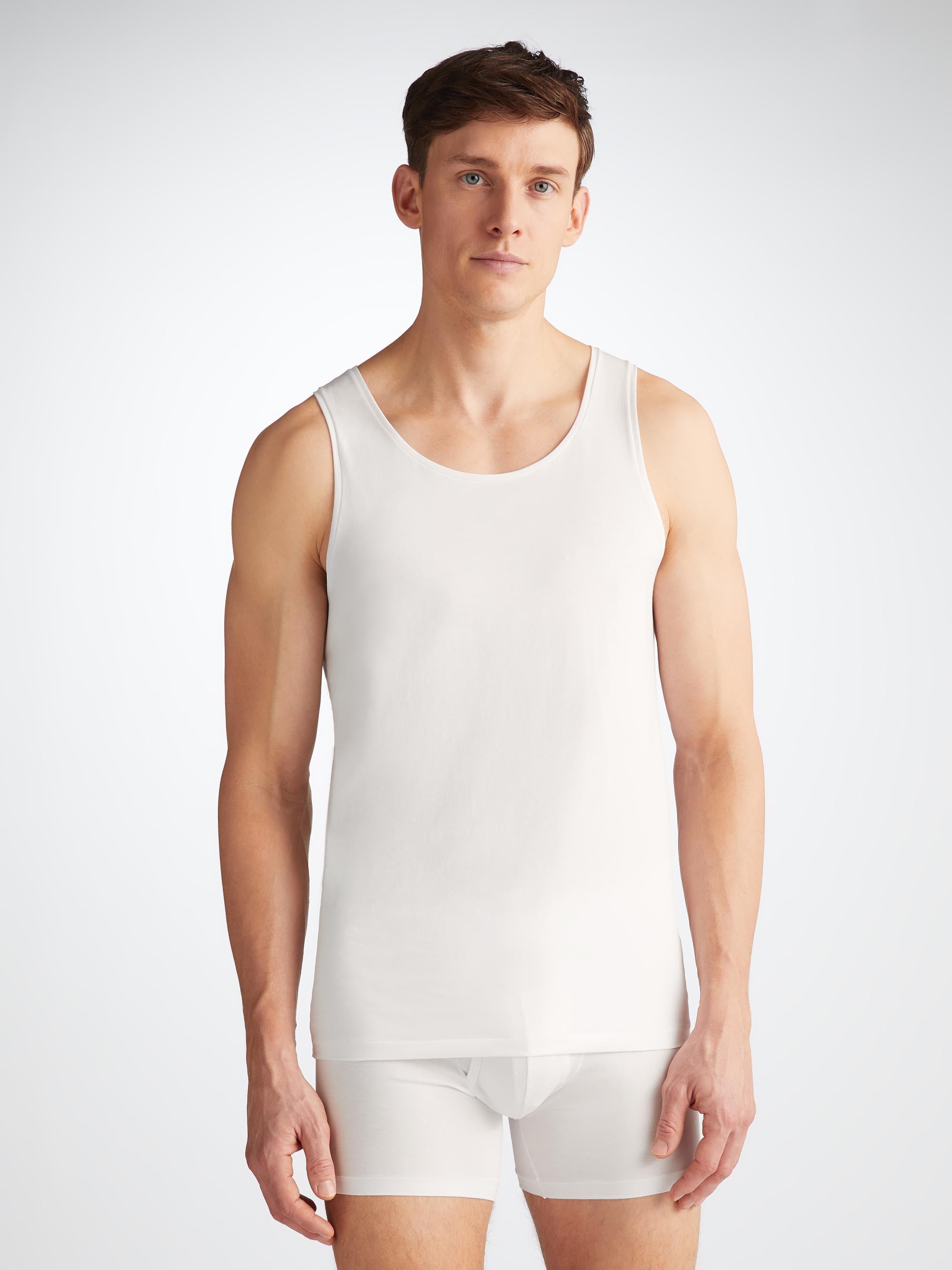 Men's Underwear Vest Jack Pima Cotton Stretch White